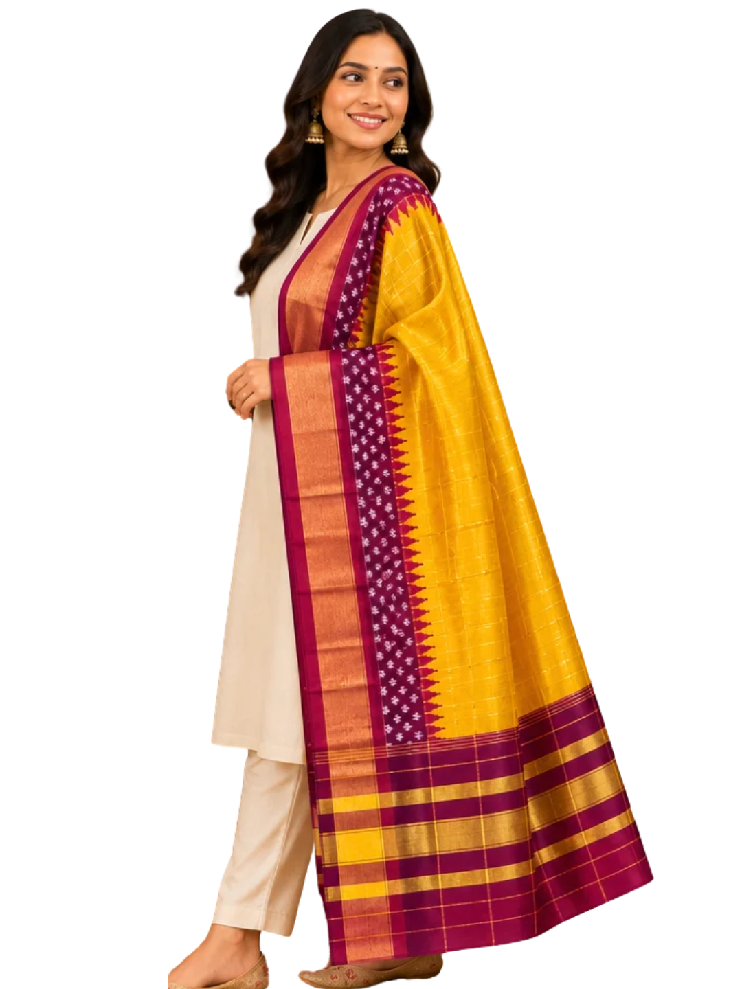 Handloom Silk Ikat Dupatta | Traditional Elegance for Special Occasions SILK MARK CERTIFIED
