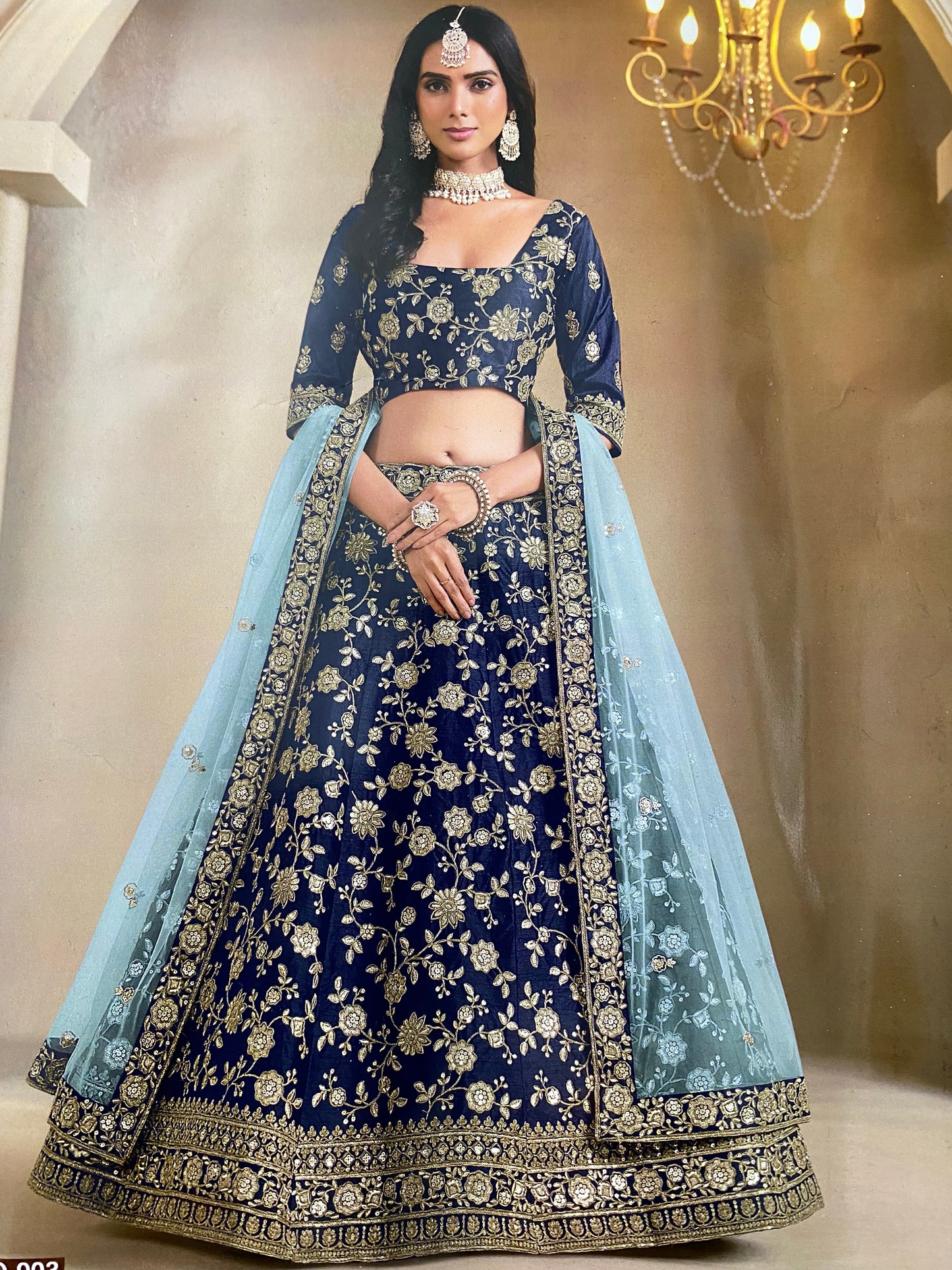 Navy Blue Heavy Embroidered Lehenga Choli , Designer Wedding and Festive Wear