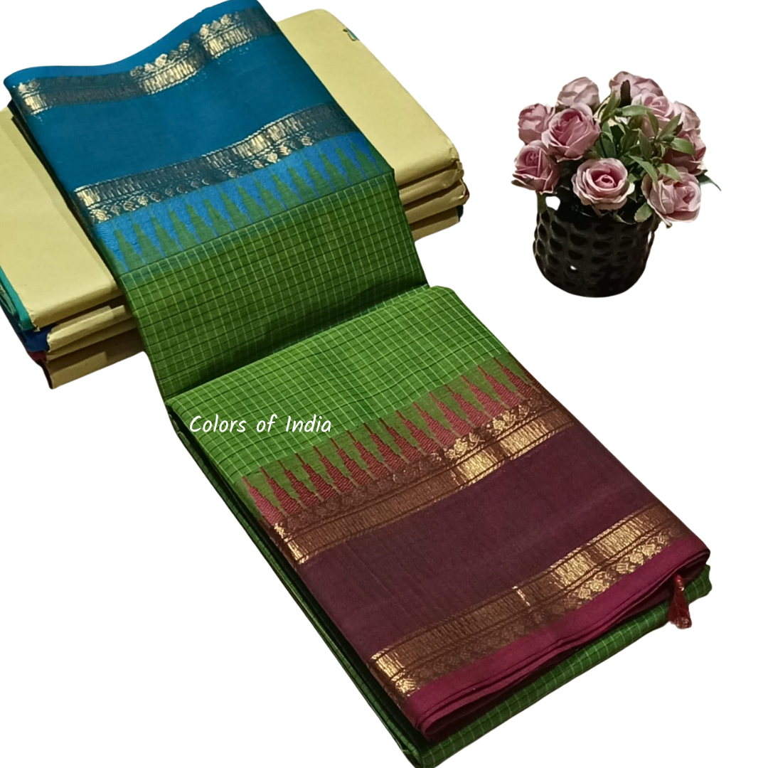 Elegant Kanchi Cotton Sarees for Women | Ganga Jamuna Borders | Summer-Ready Saree with Blouse
