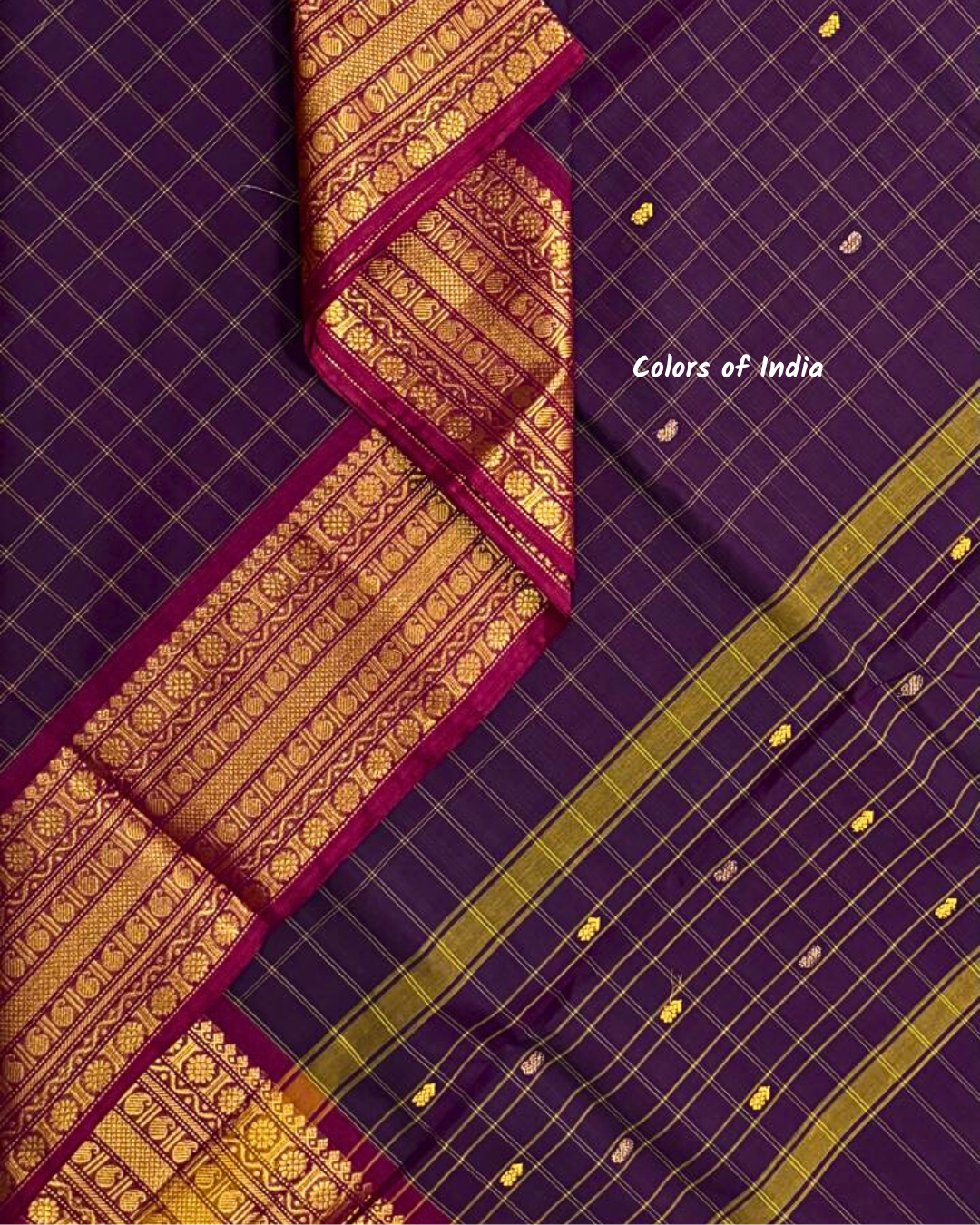 kanchi check saree with border , Cotton sarees for women , Summer saree , Kanchi saree
