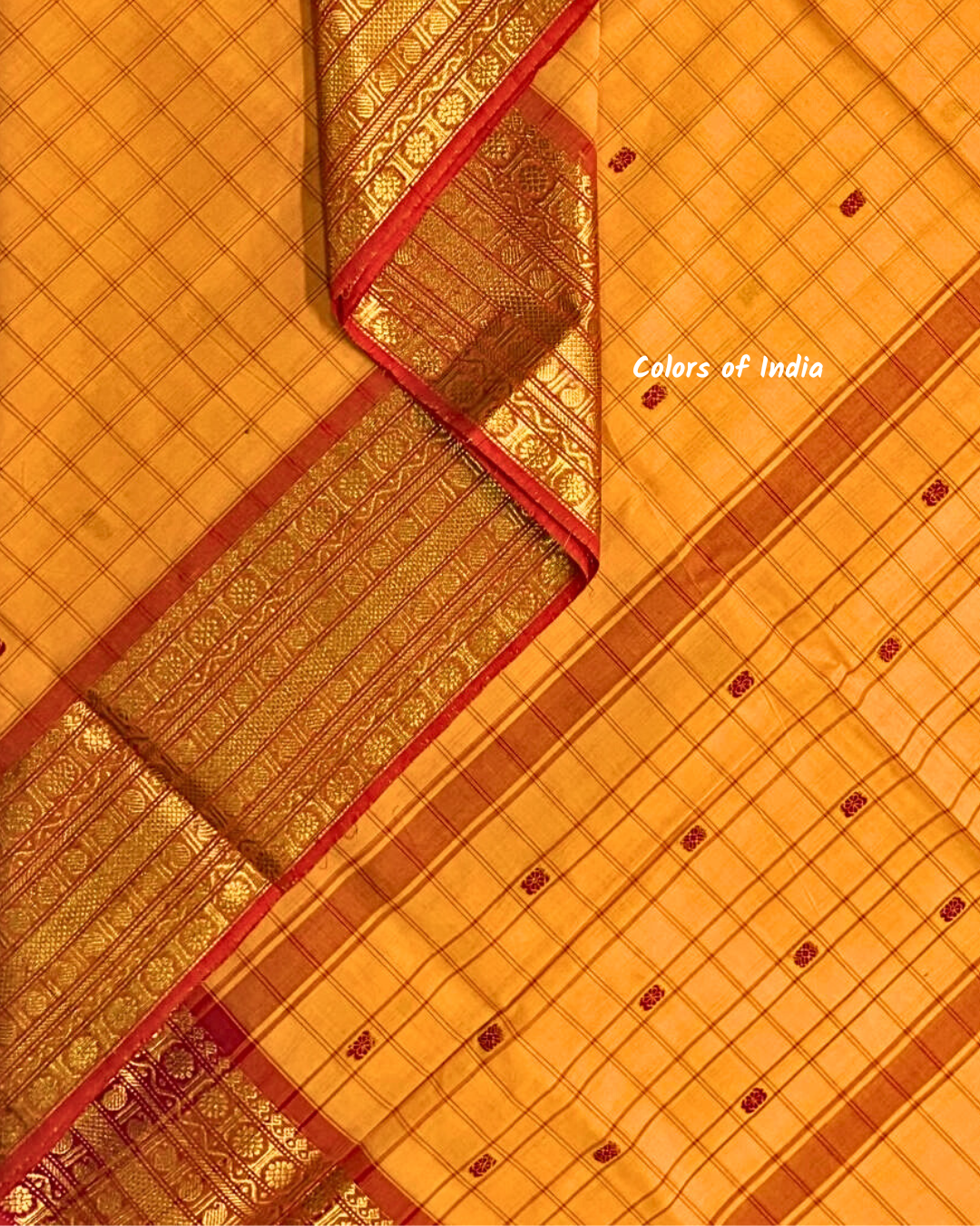 kanchi check saree with border , Cotton sarees for women , Summer saree , Kanchi saree