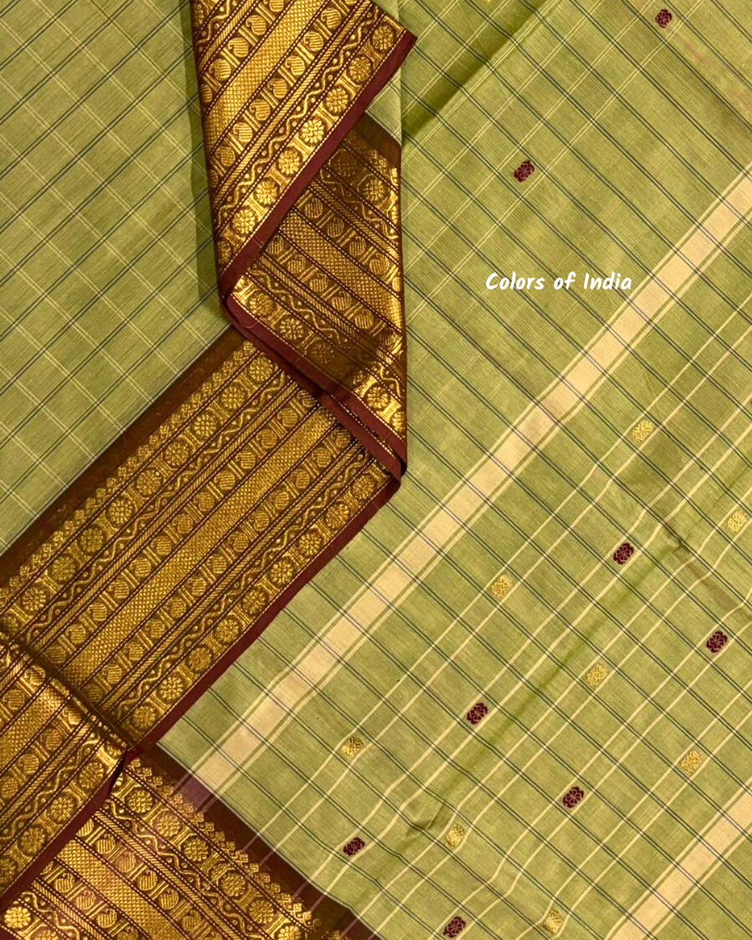 kanchi check saree with border , Cotton sarees for women , Summer saree , Kanchi saree