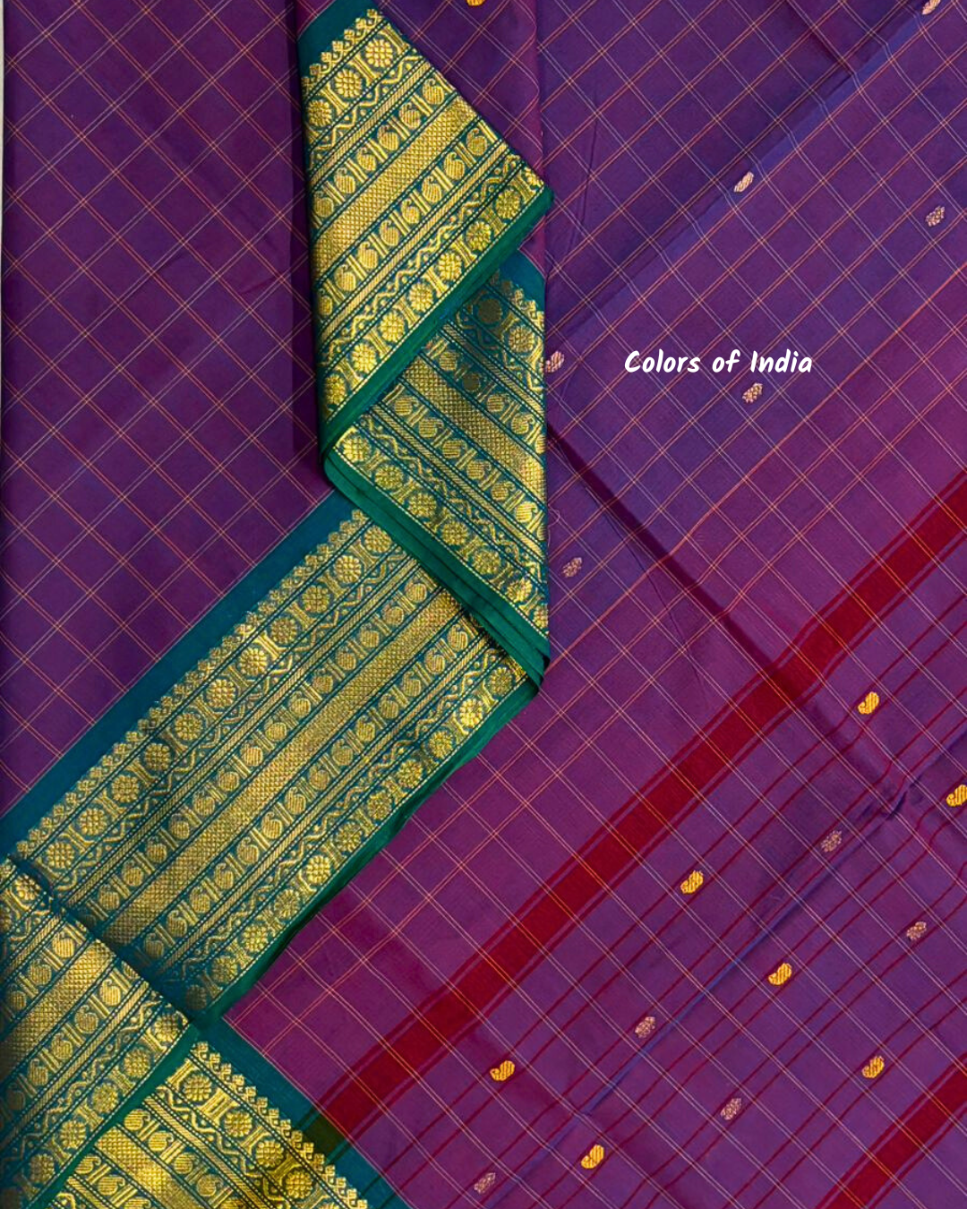 kanchi check saree with border , Cotton sarees for women , Summer saree , Kanchi saree