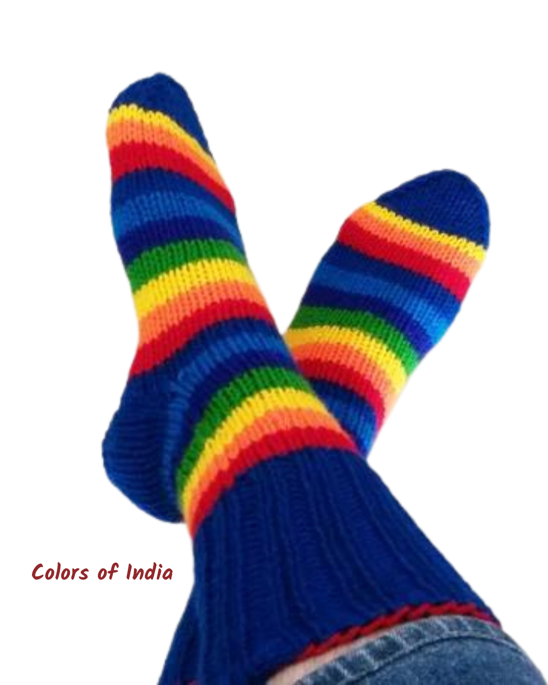 Handknitted Blue Woollen Socks for Women