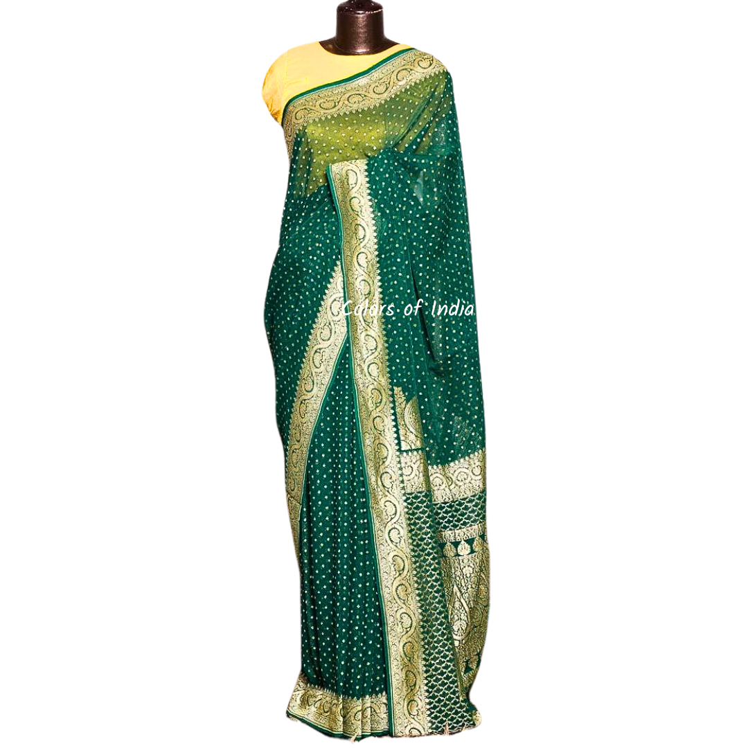 Banarasi Semi Georgette Saree with zari work , FREE DELIVERY