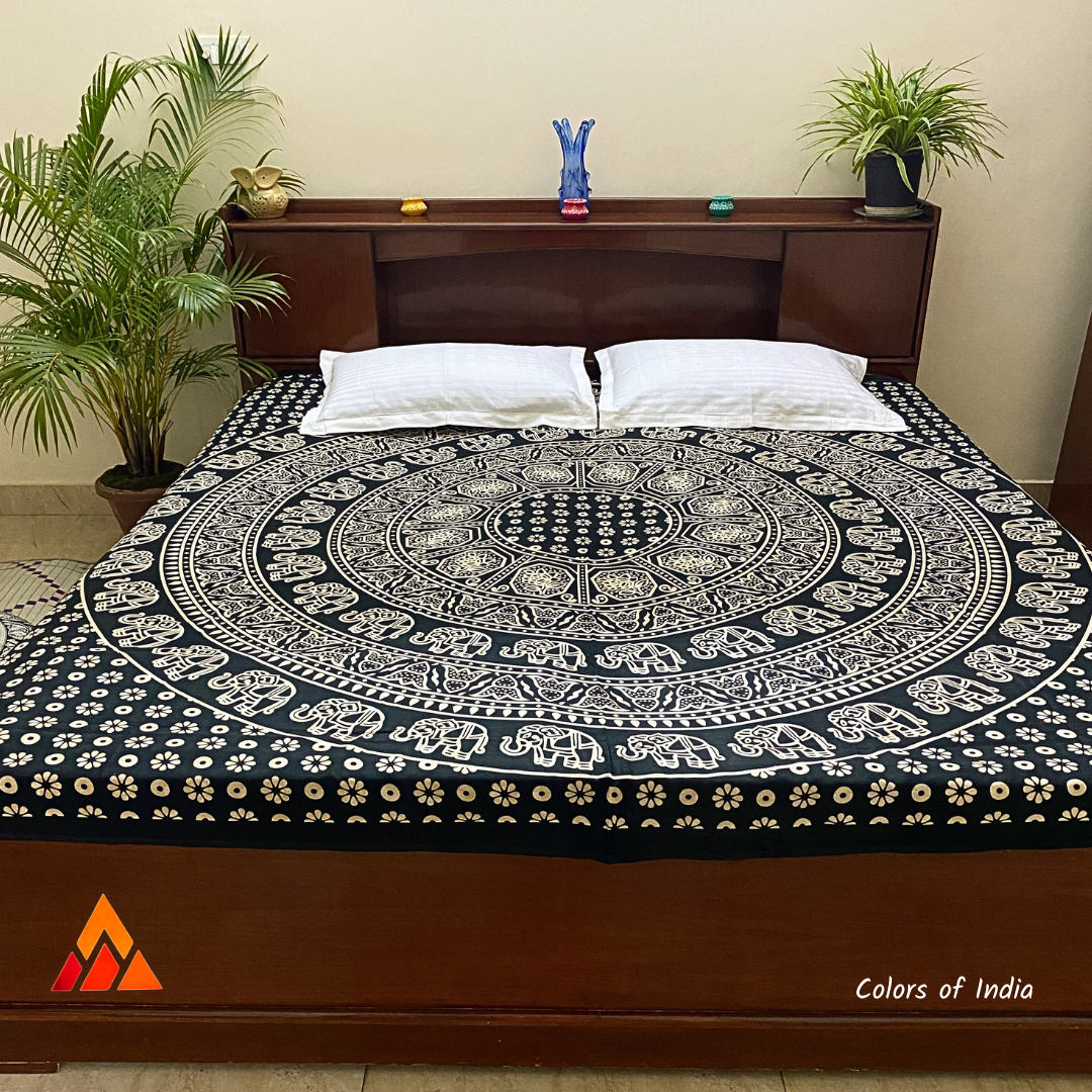 Black / White Queen Size Cotton Bedsheet , FREE DELIVERY