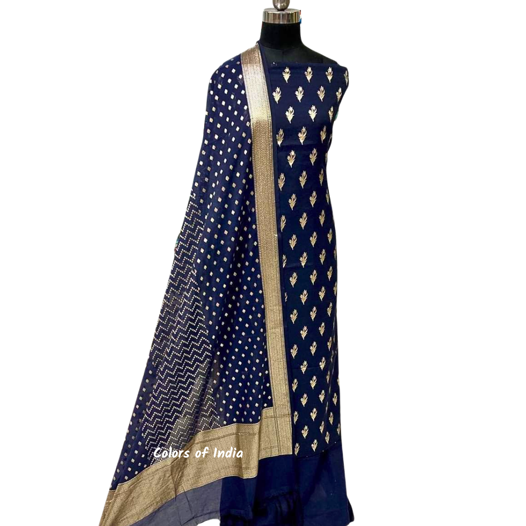 Banarasi Chanderi Cotton Unstitched Suits
