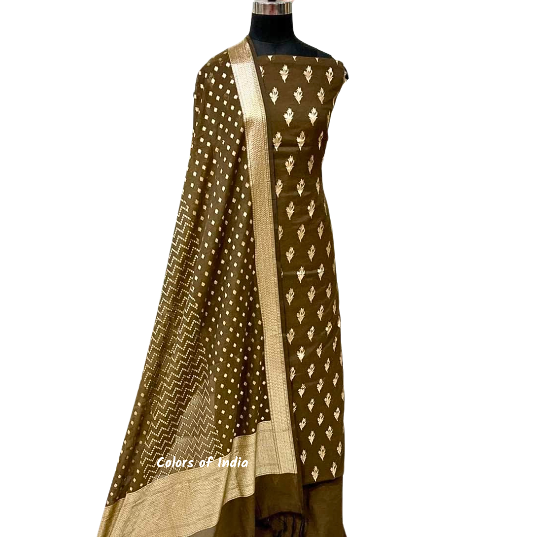 Banarasi Chanderi Cotton Unstitched Suits