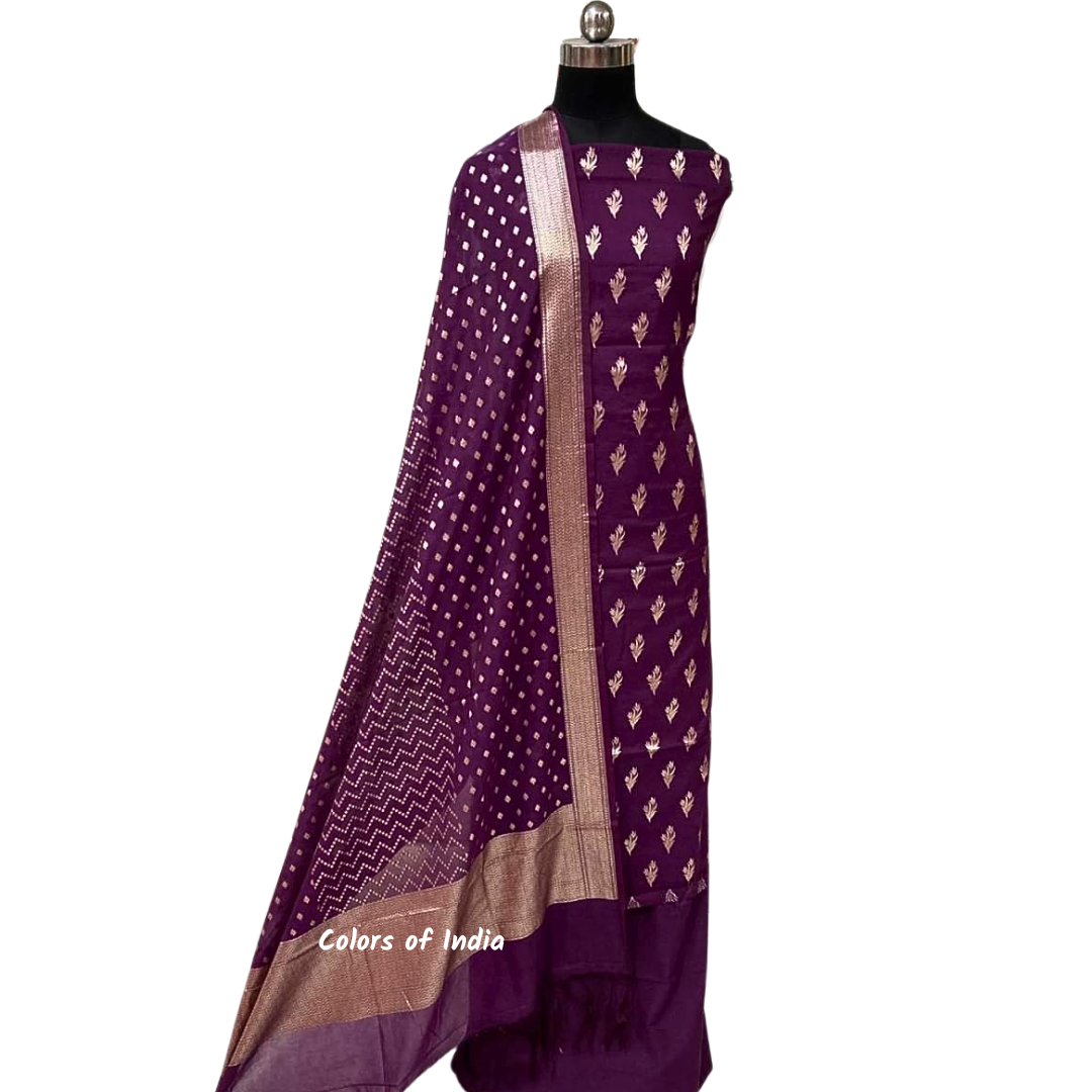 Banarasi Chanderi Cotton Unstitched Suits