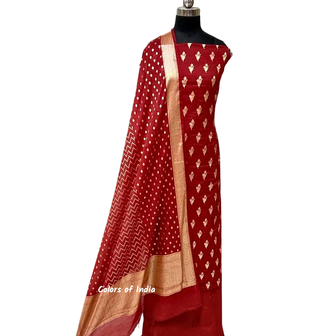 Banarasi Chanderi Cotton Unstitched Suits