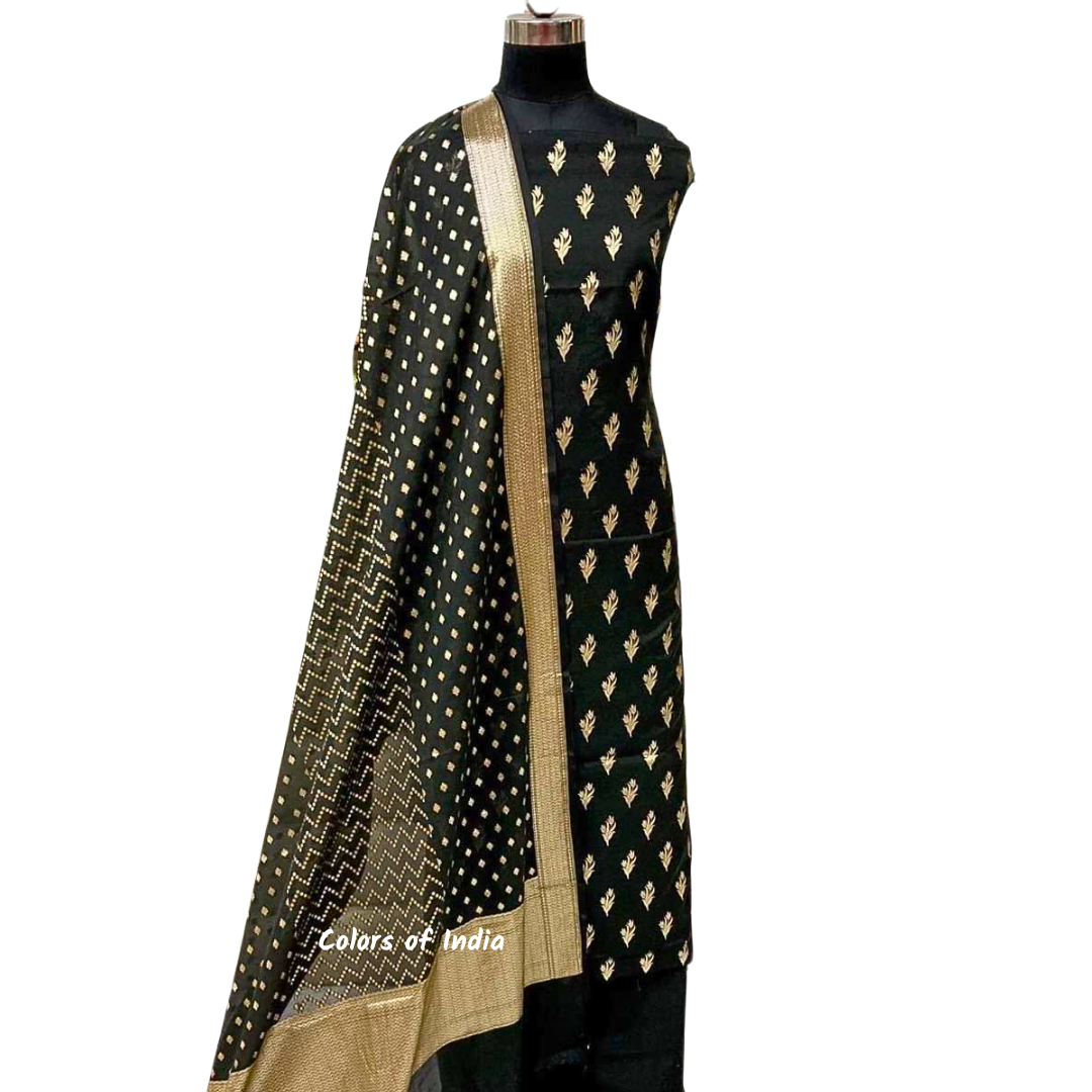 Banarasi Chanderi Cotton Unstitched Suits