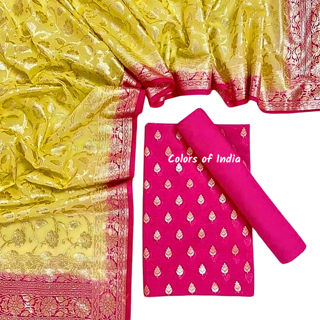 Banarasi Chanderi Cotton Unstitched Suits