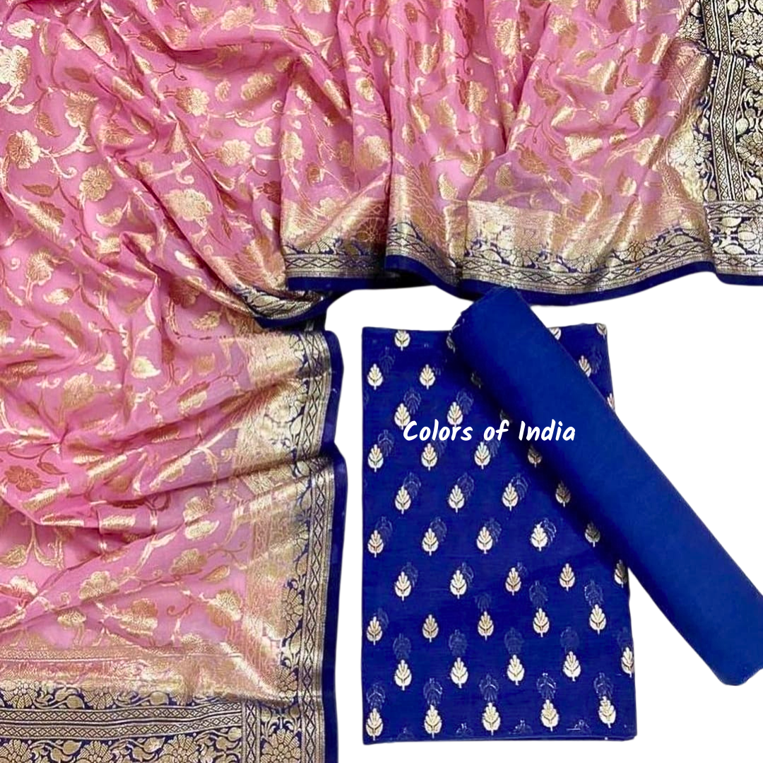 Banarasi Chanderi Cotton Unstitched Suits