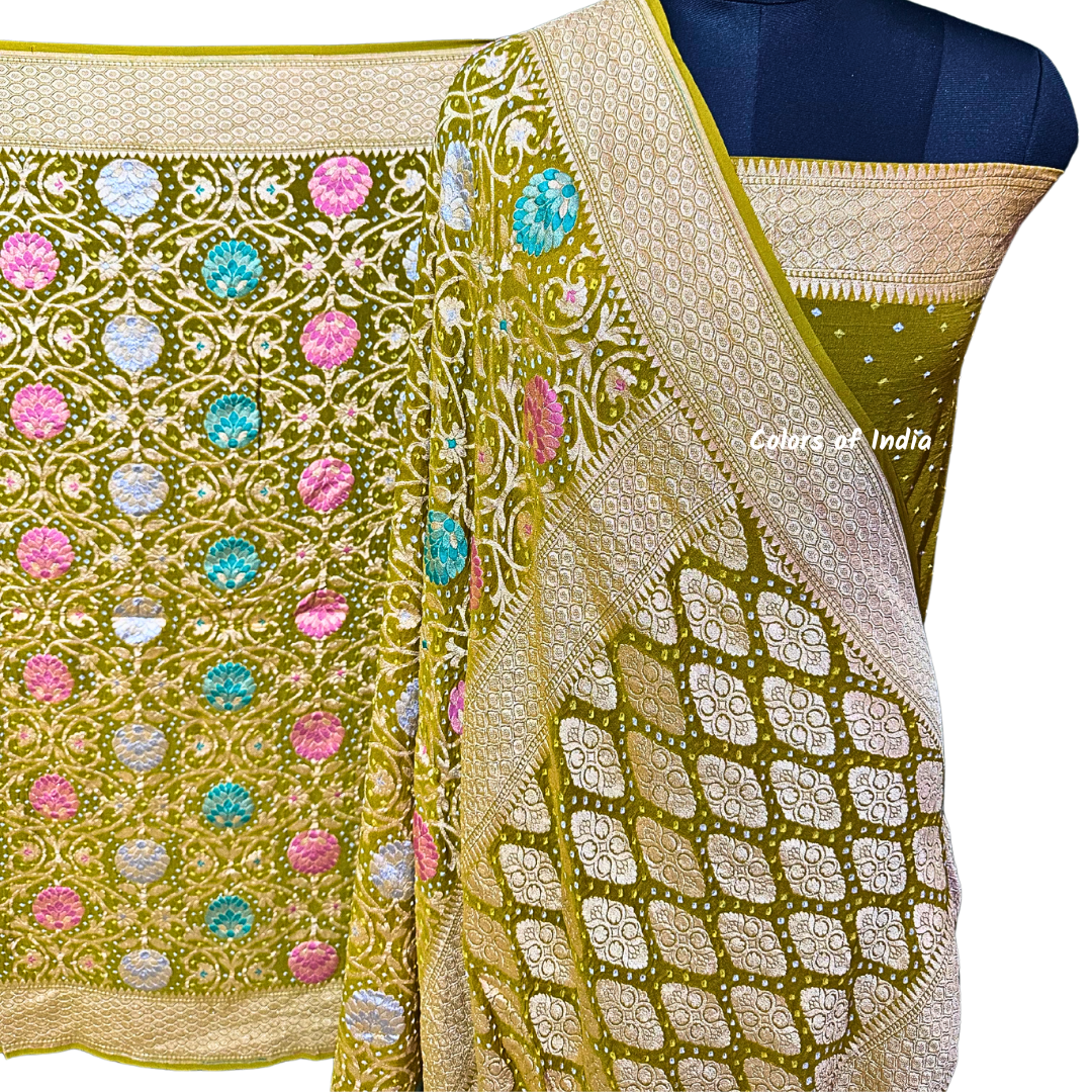 Gorgeous Handwoven Banarasi Saree in Khaddi Georgette