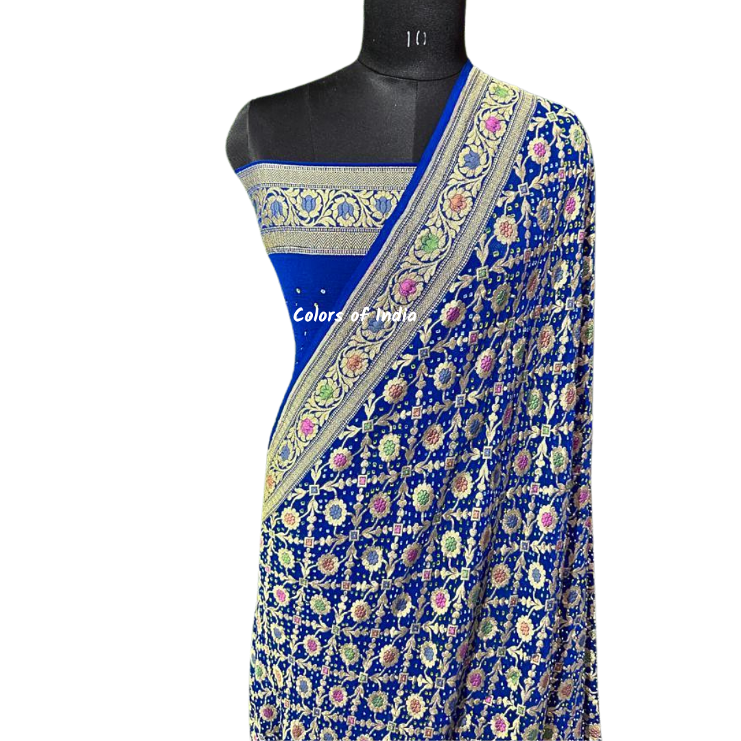 Gorgeous Handwoven Banarasi Saree in Khaddi Georgette