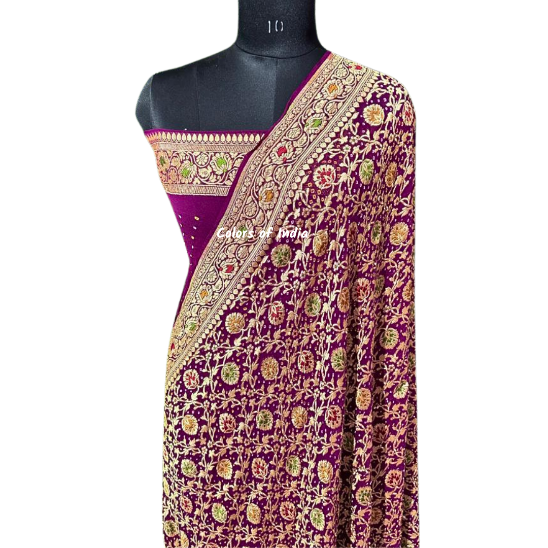 Gorgeous Handwoven Banarasi Saree in Khaddi Georgette