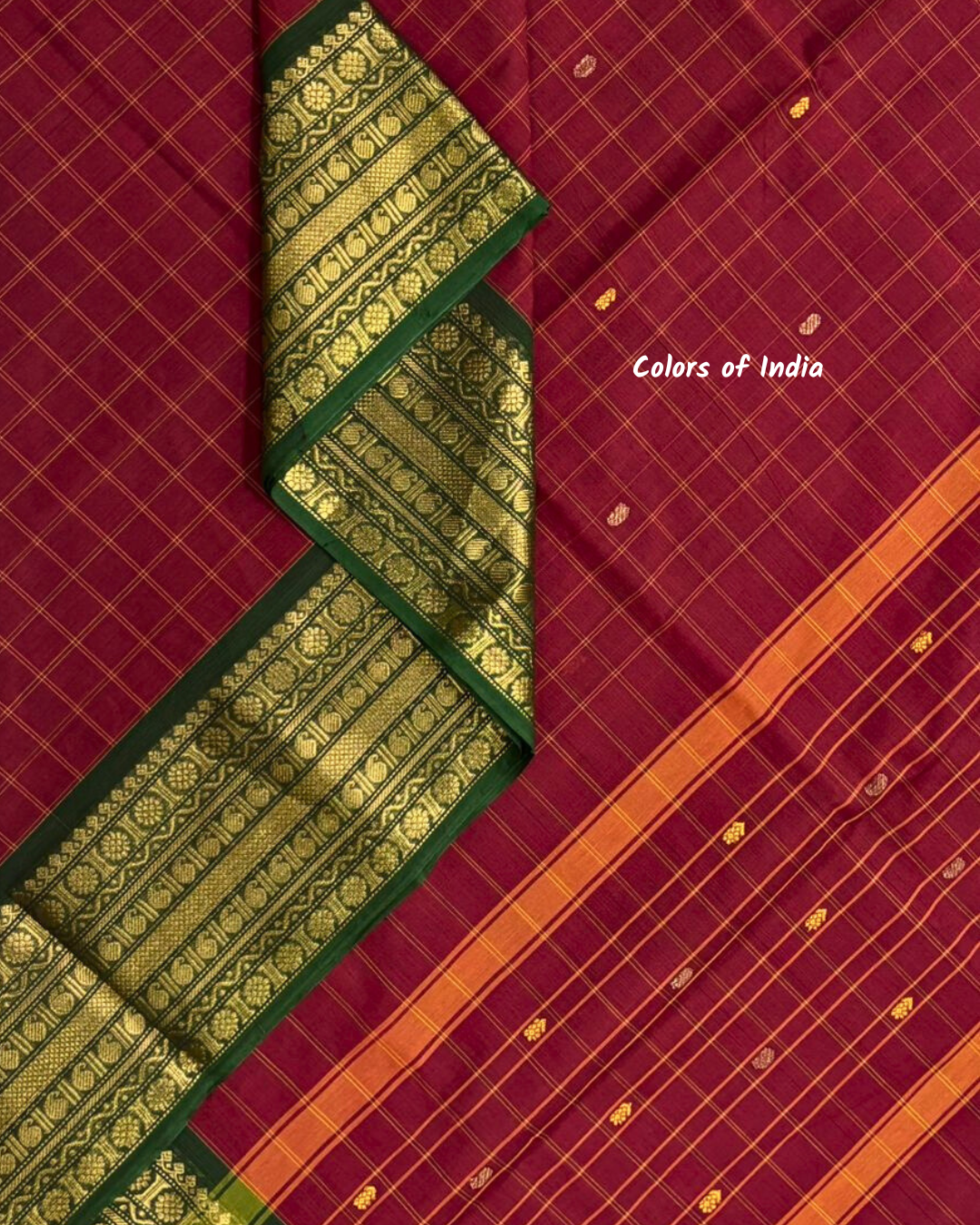 kanchi check saree with border , Cotton sarees for women , Summer saree , Kanchi saree