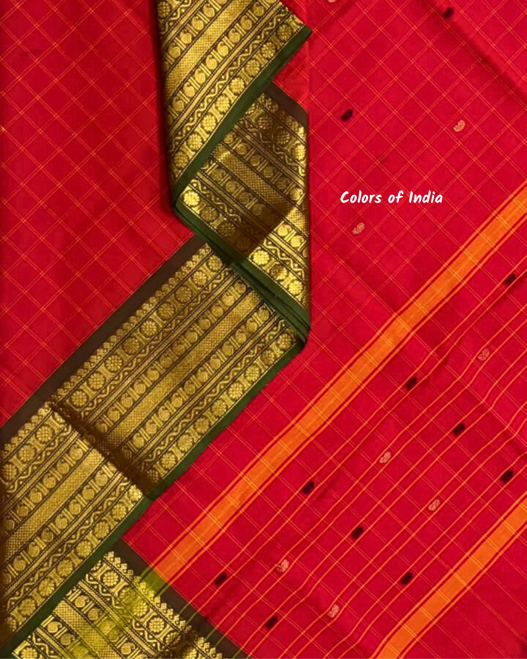 kanchi check saree with border , Cotton sarees for women , Summer saree , Kanchi saree