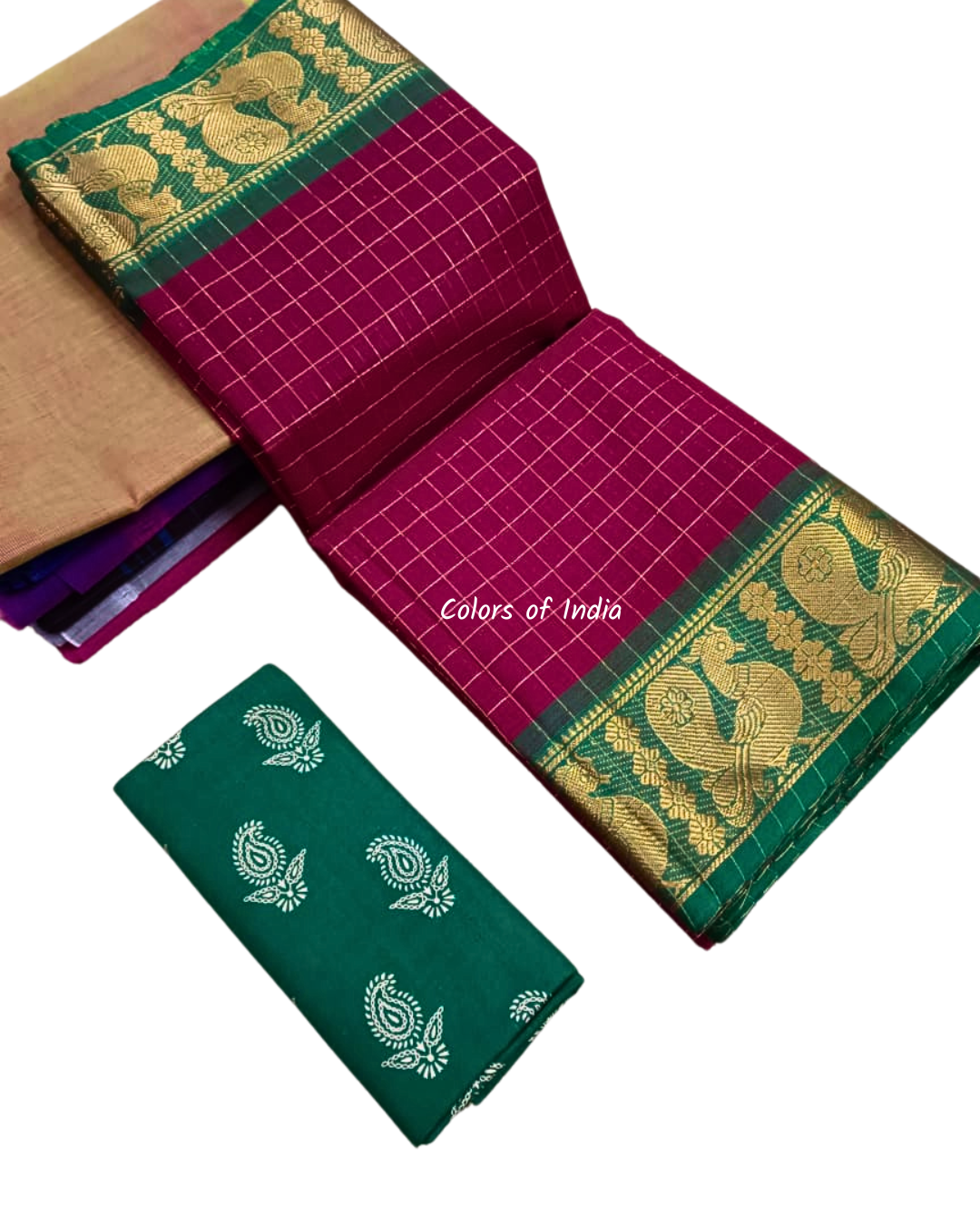 Sungudi cotton saree with blouse , Sarees with border , Sarees Cotton