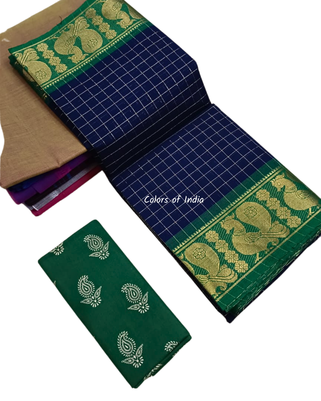 Sungudi cotton saree with blouse , Sarees with border , Sarees Cotton
