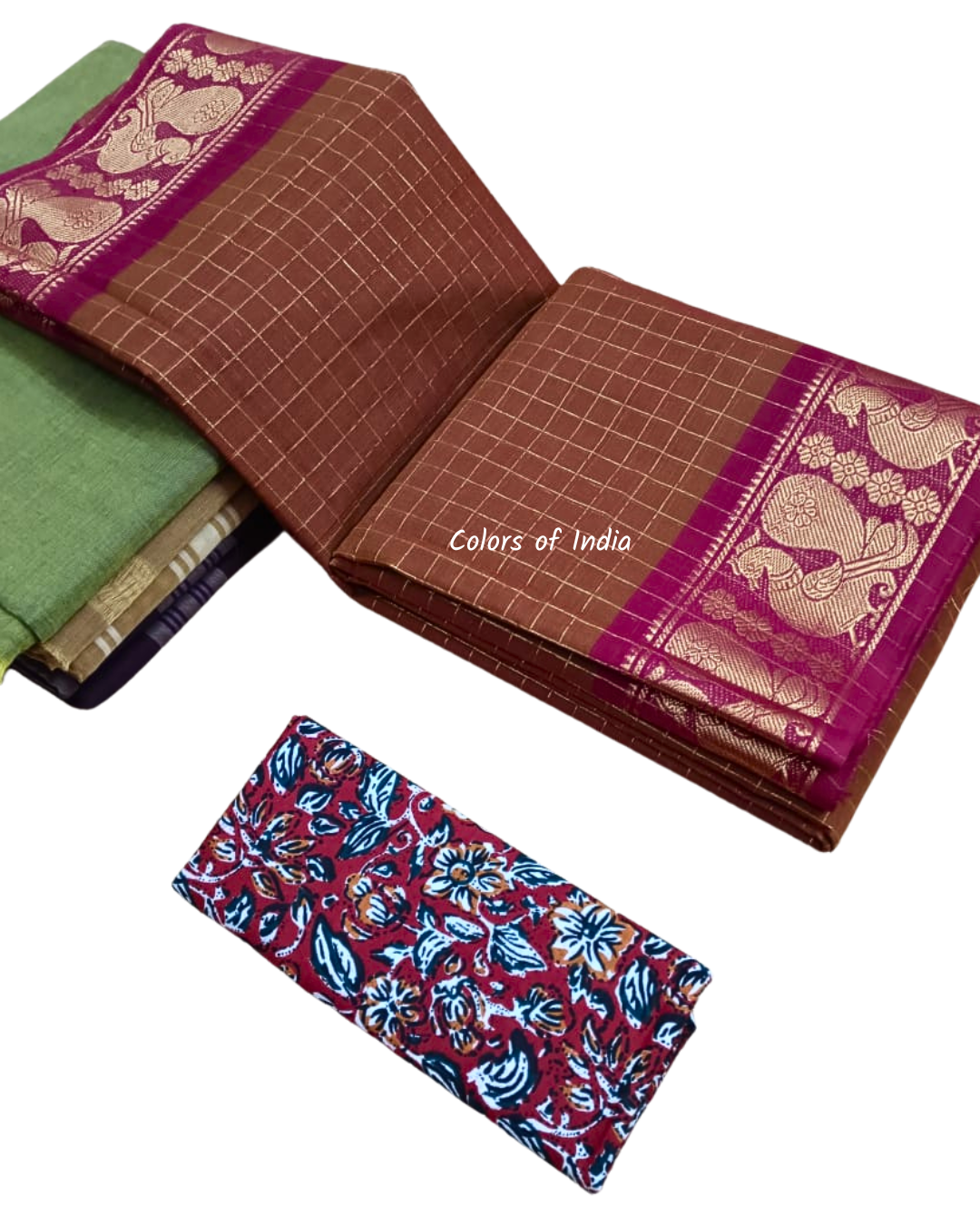 Sungudi cotton saree with blouse , Sarees with border , Sarees Cotton