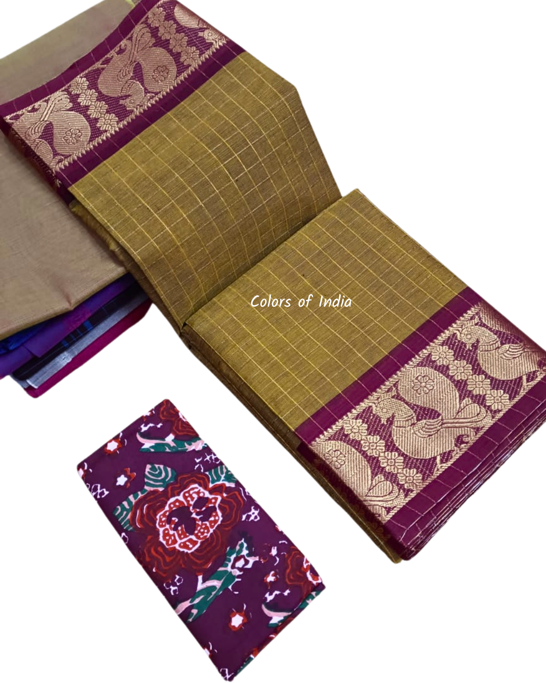 Sungudi cotton saree with blouse , Sarees with border , Sarees Cotton