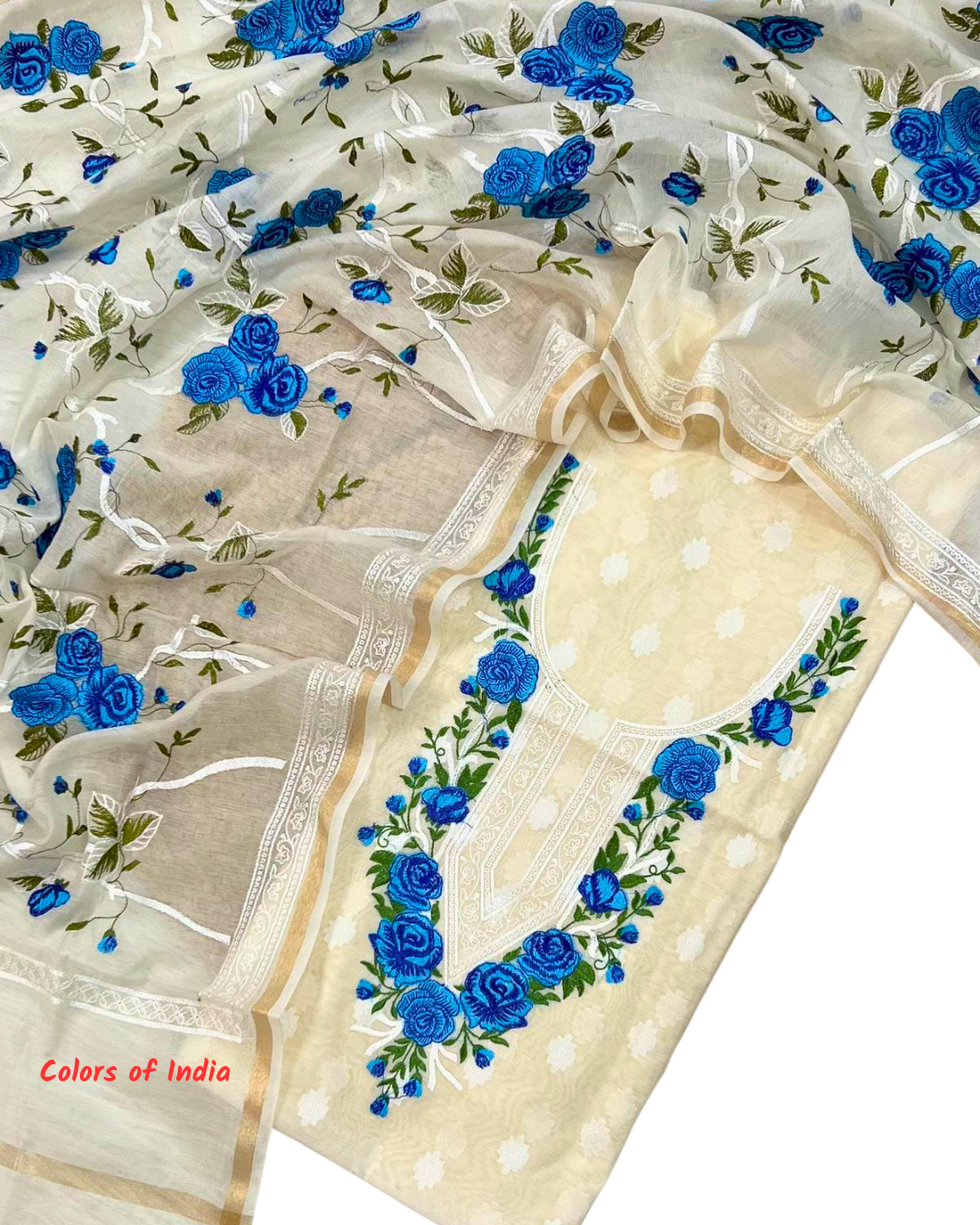 Banarasi Chanderi Cotton Unstitched Suits