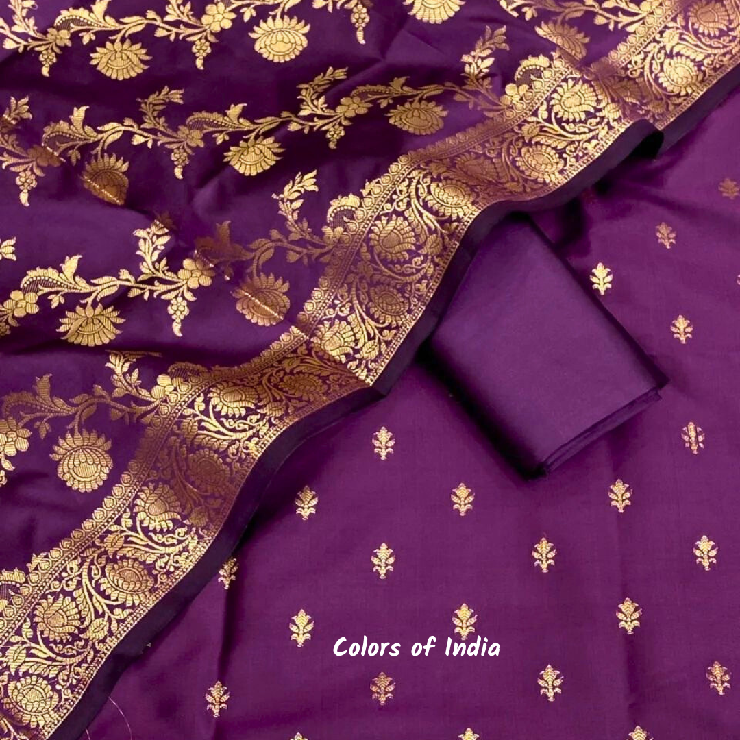 Silk salwar suit , unstitched set for women