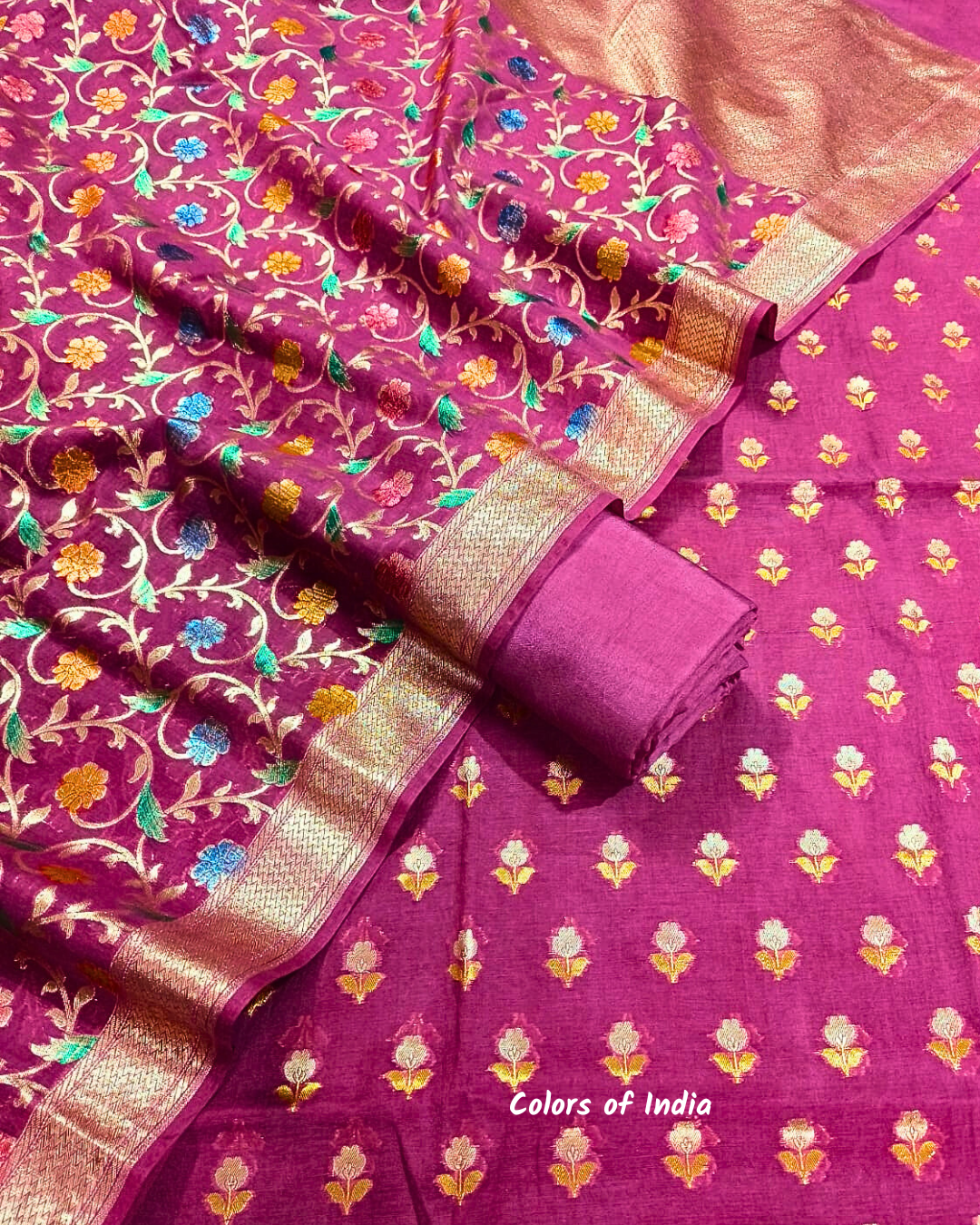 Summer party wear chanderi cotton dress material