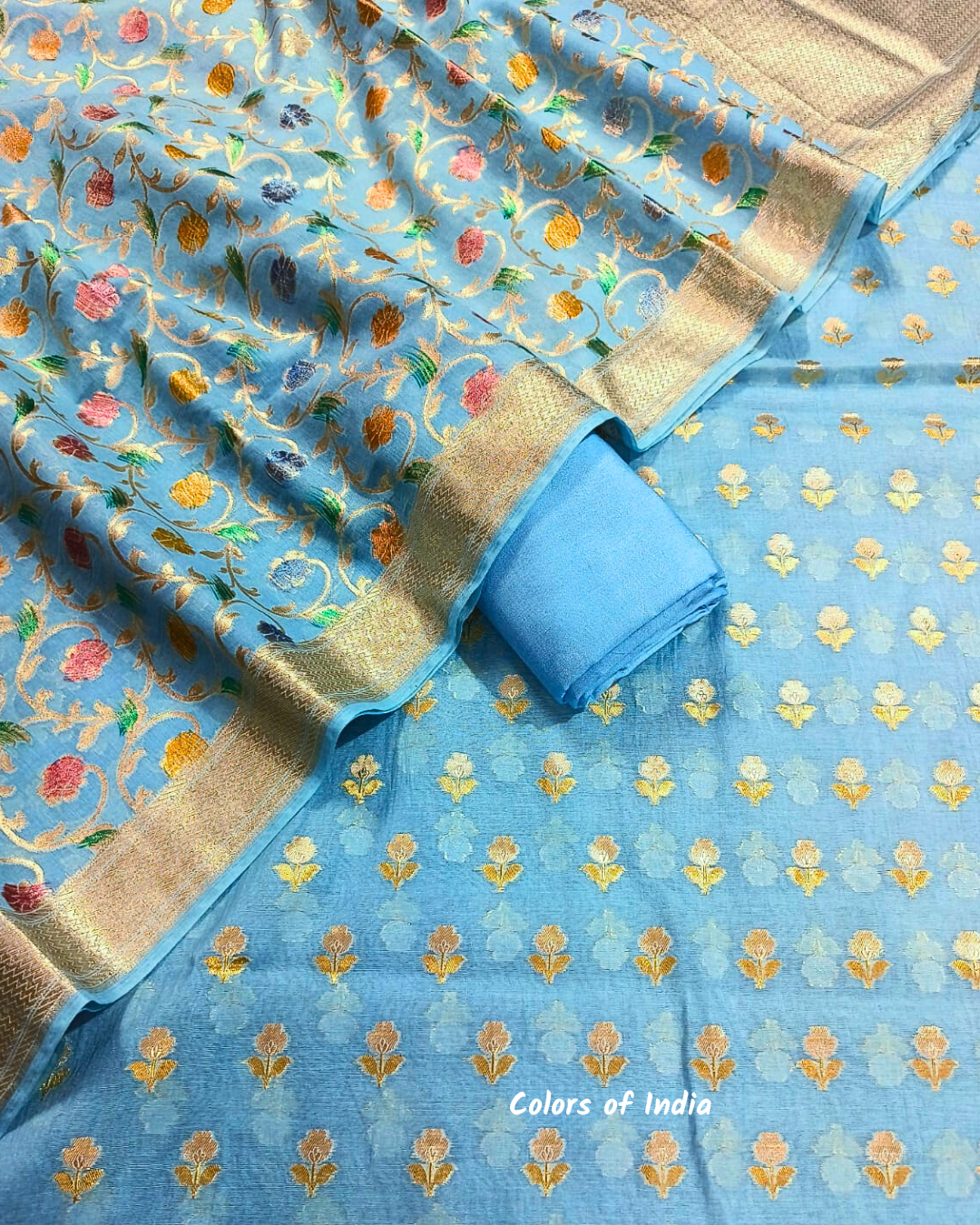 Summer party wear chanderi cotton dress material