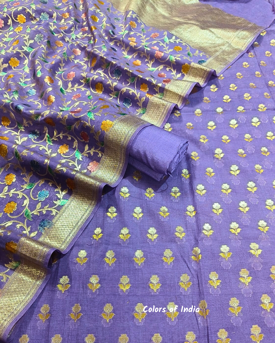 Summer party wear chanderi cotton dress material