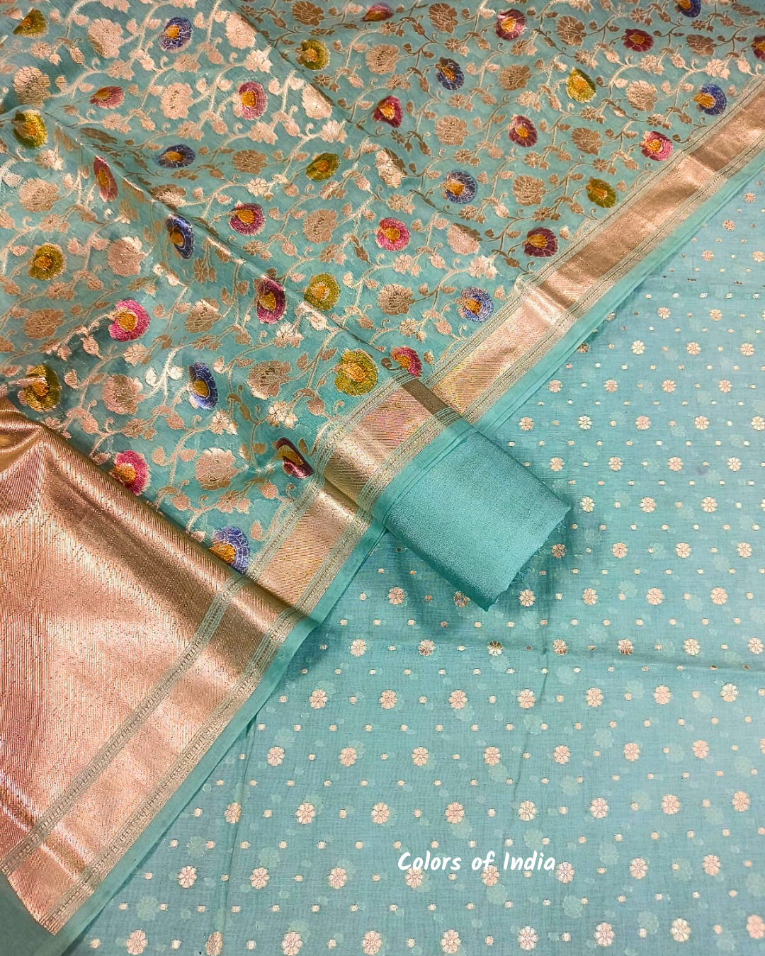 Summer party wear chanderi cotton dress material