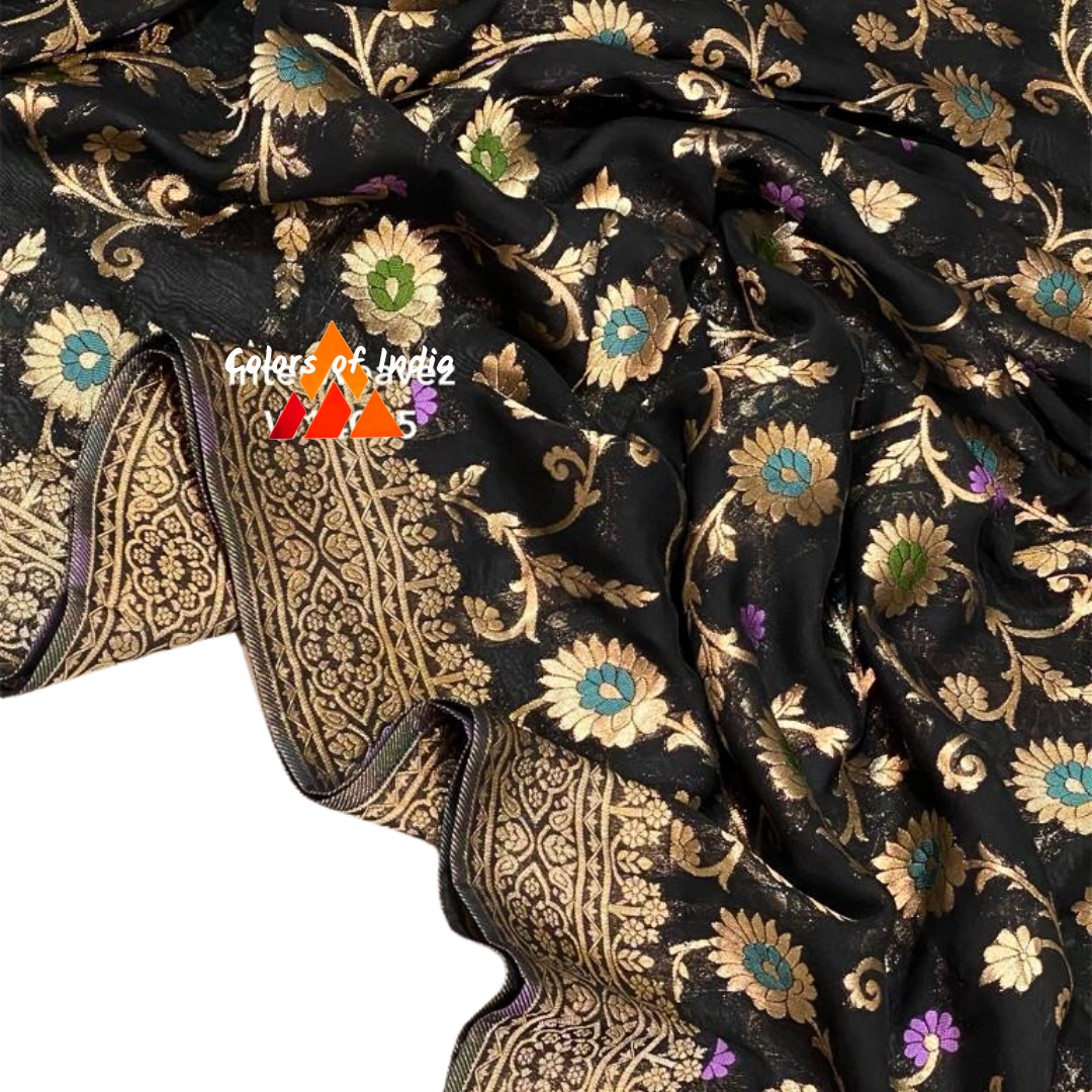 Banarasi semi georgette saree with heavy pallu