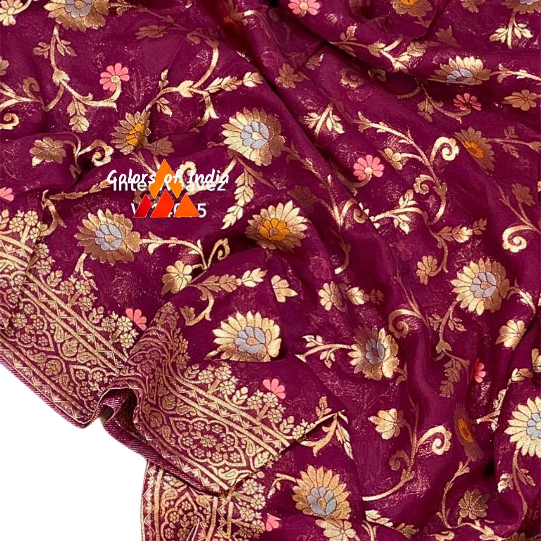 Banarasi semi georgette saree with heavy pallu