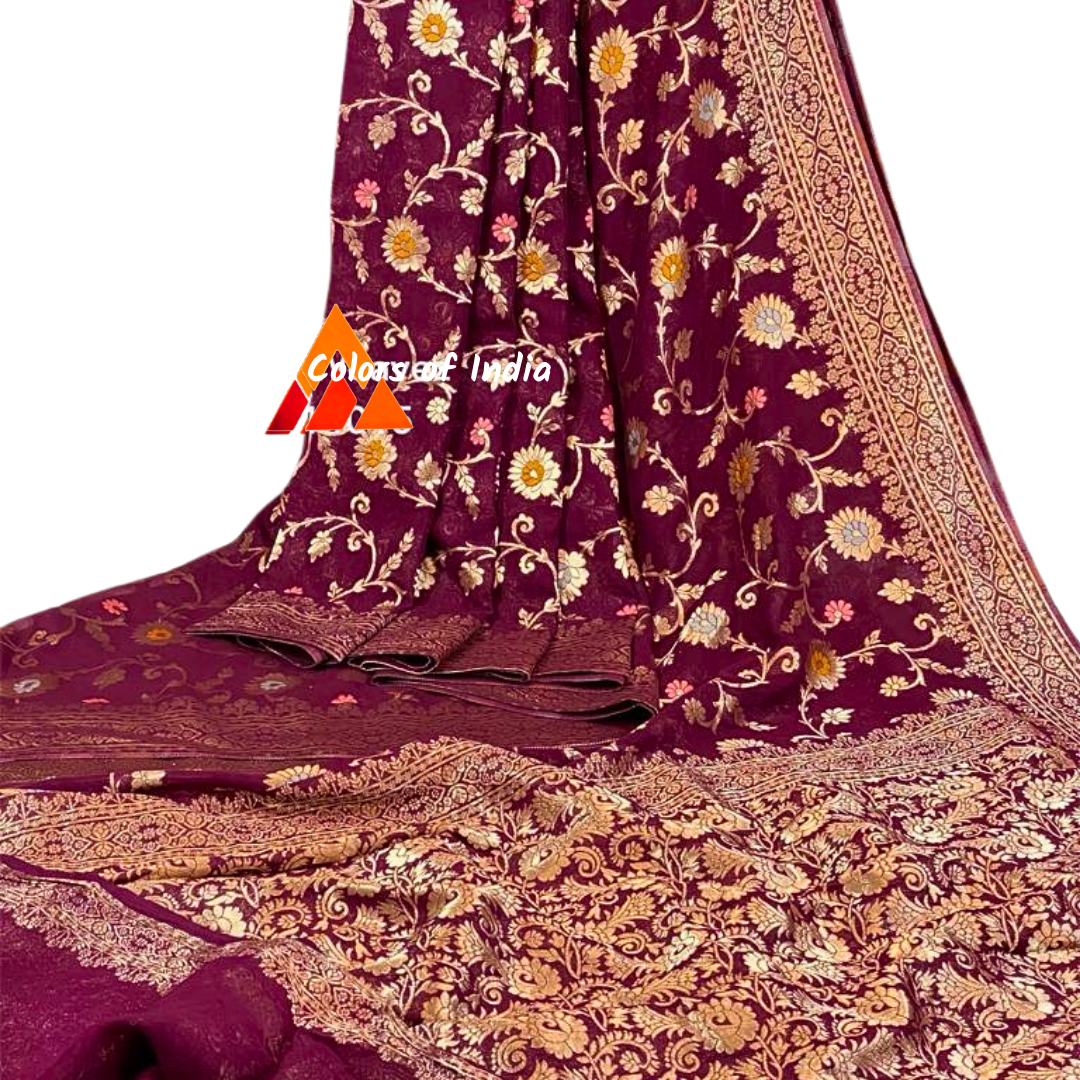 Banarasi semi georgette saree with heavy pallu