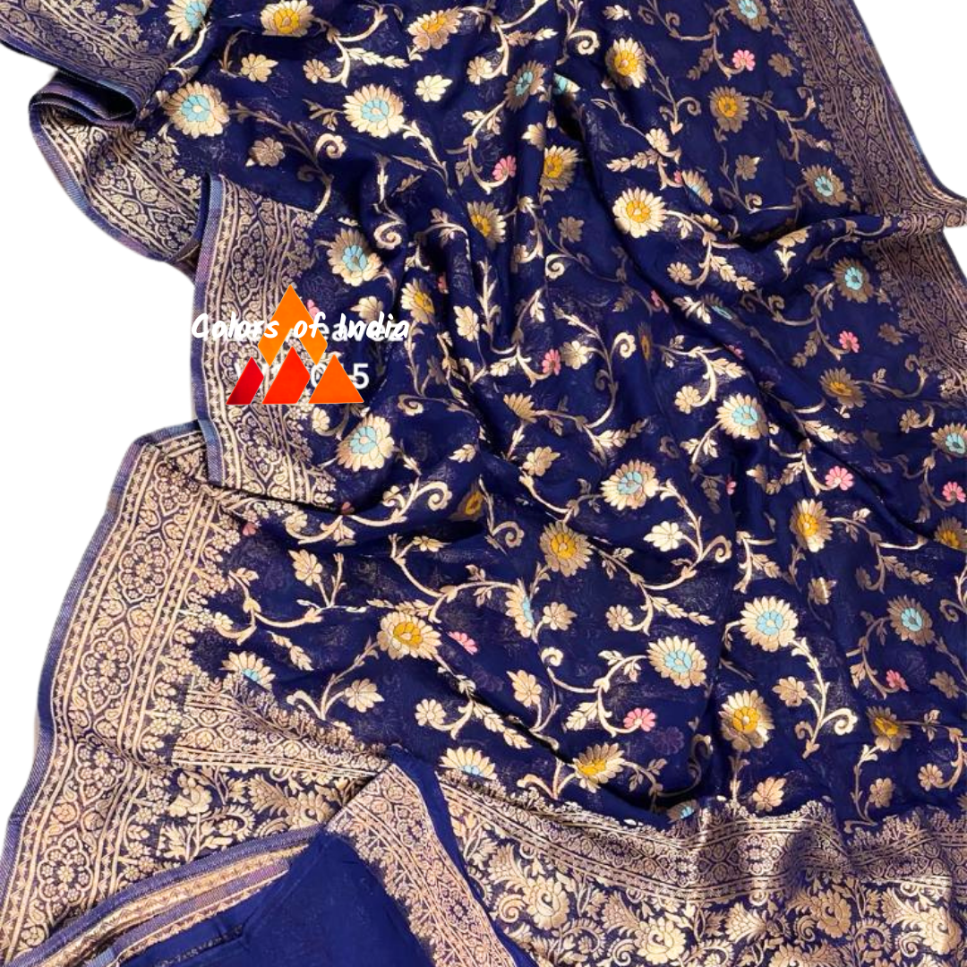 Banarasi semi georgette saree with heavy pallu