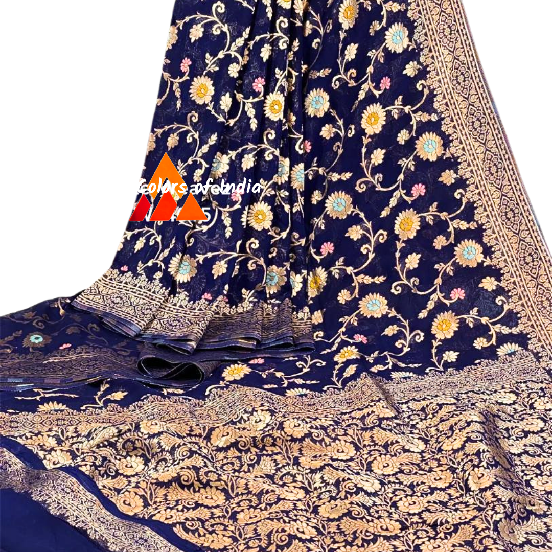Banarasi semi georgette saree with heavy pallu