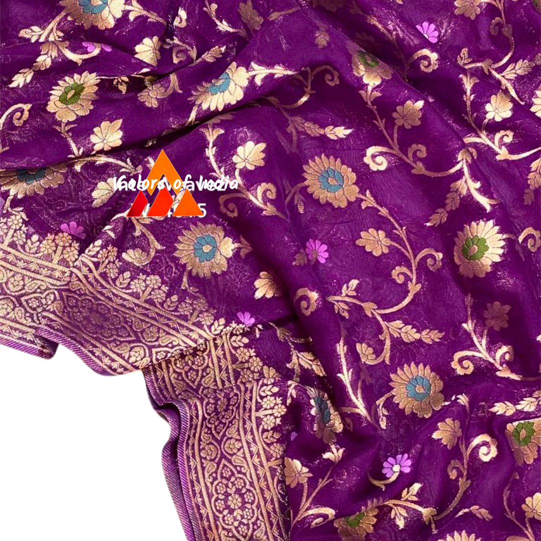 Banarasi semi georgette saree with heavy pallu