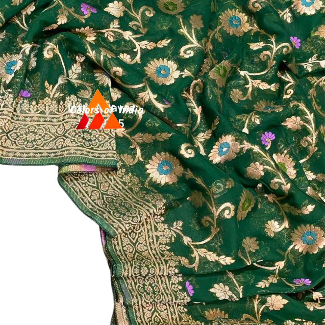 Banarasi semi georgette saree with heavy pallu