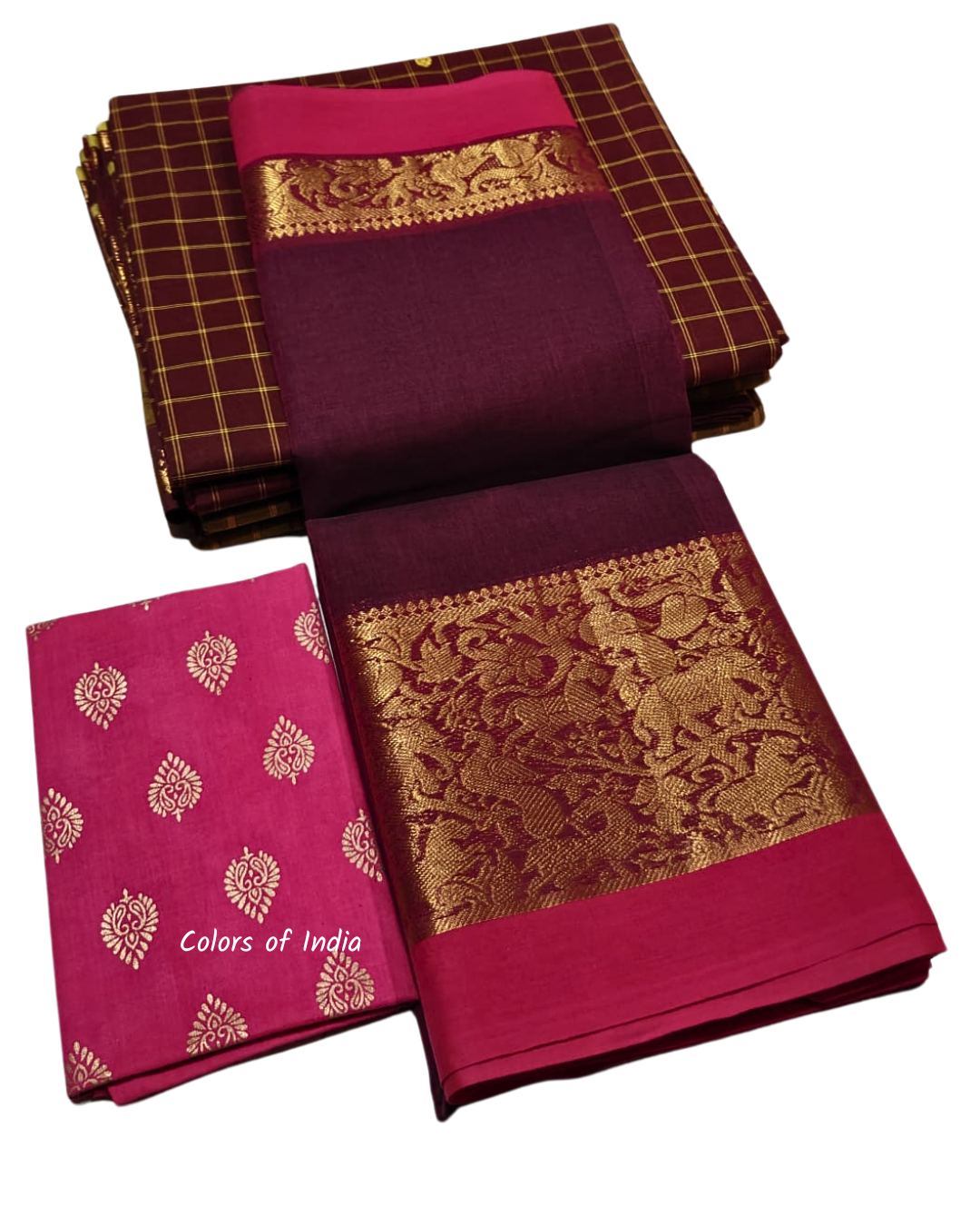Saree with Big Border – Party Wear Kanchi Cotton Saree with Blouse