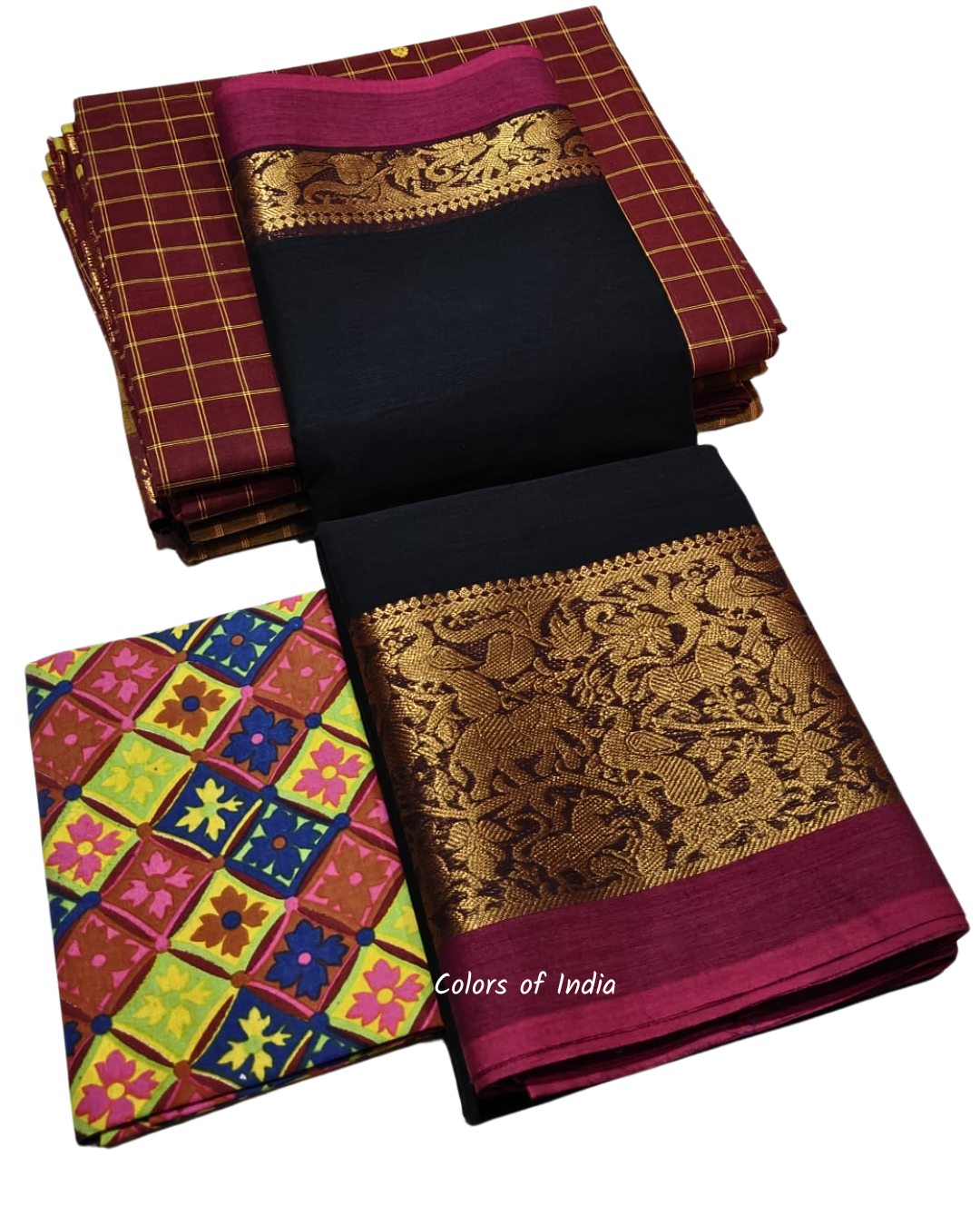 Saree with Big Border – Party Wear Kanchi Cotton Saree with Blouse