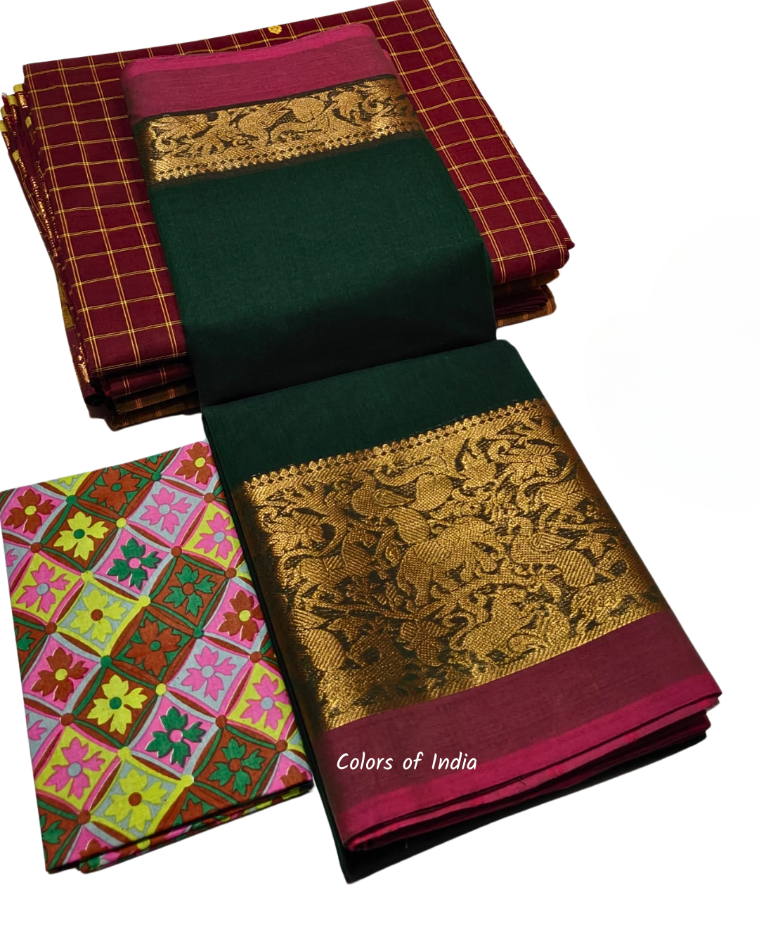 Saree with Big Border – Party Wear Kanchi Cotton Saree with Blouse