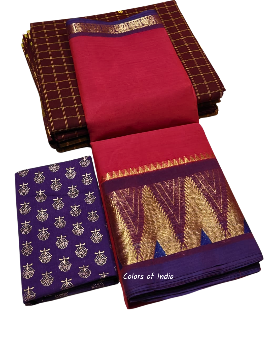 Saree with Big Border – Party Wear Kanchi Cotton Saree with Blouse