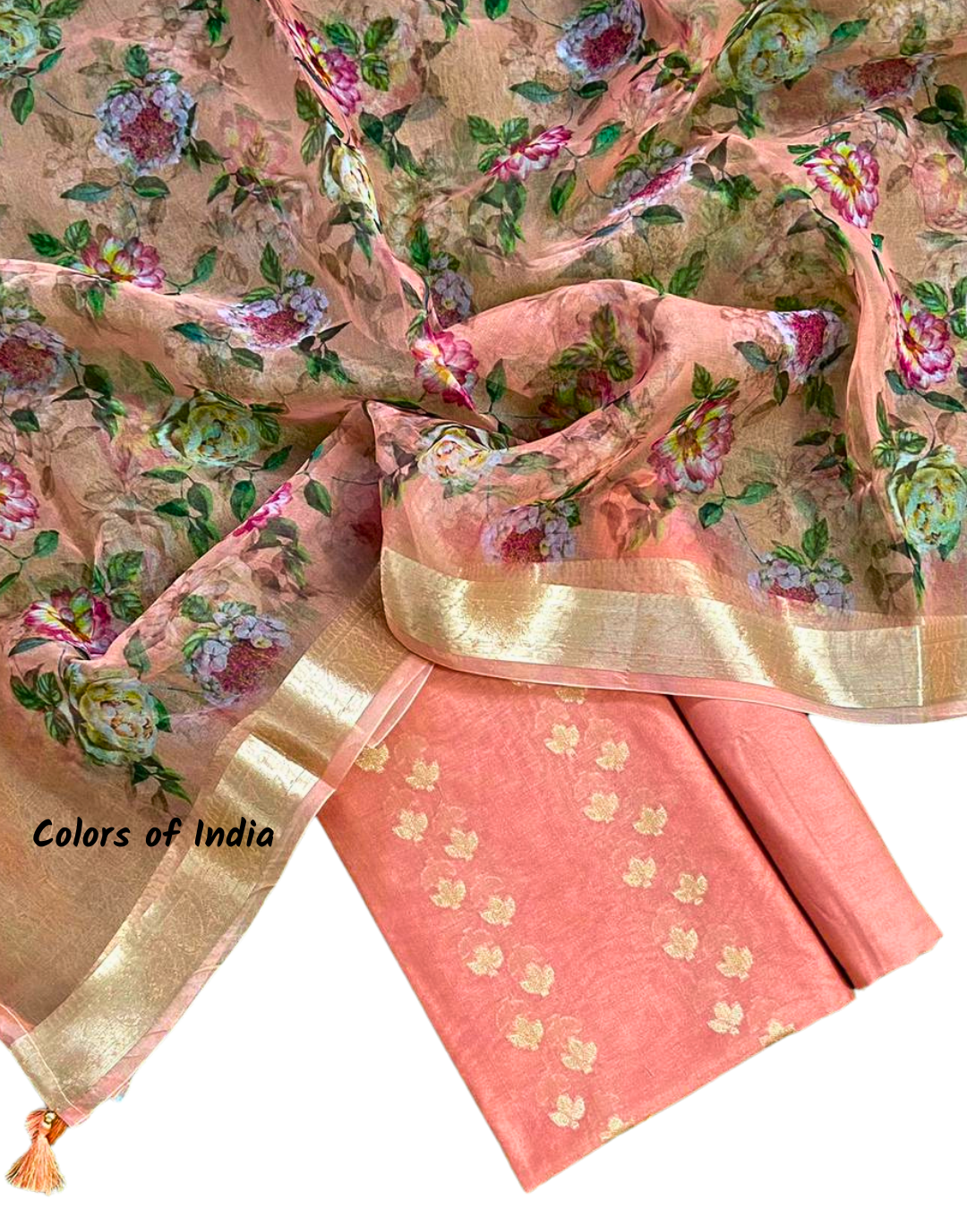 Chanderi Cotton Unstitched Salwar Suit | Party Wear Salwar Suit