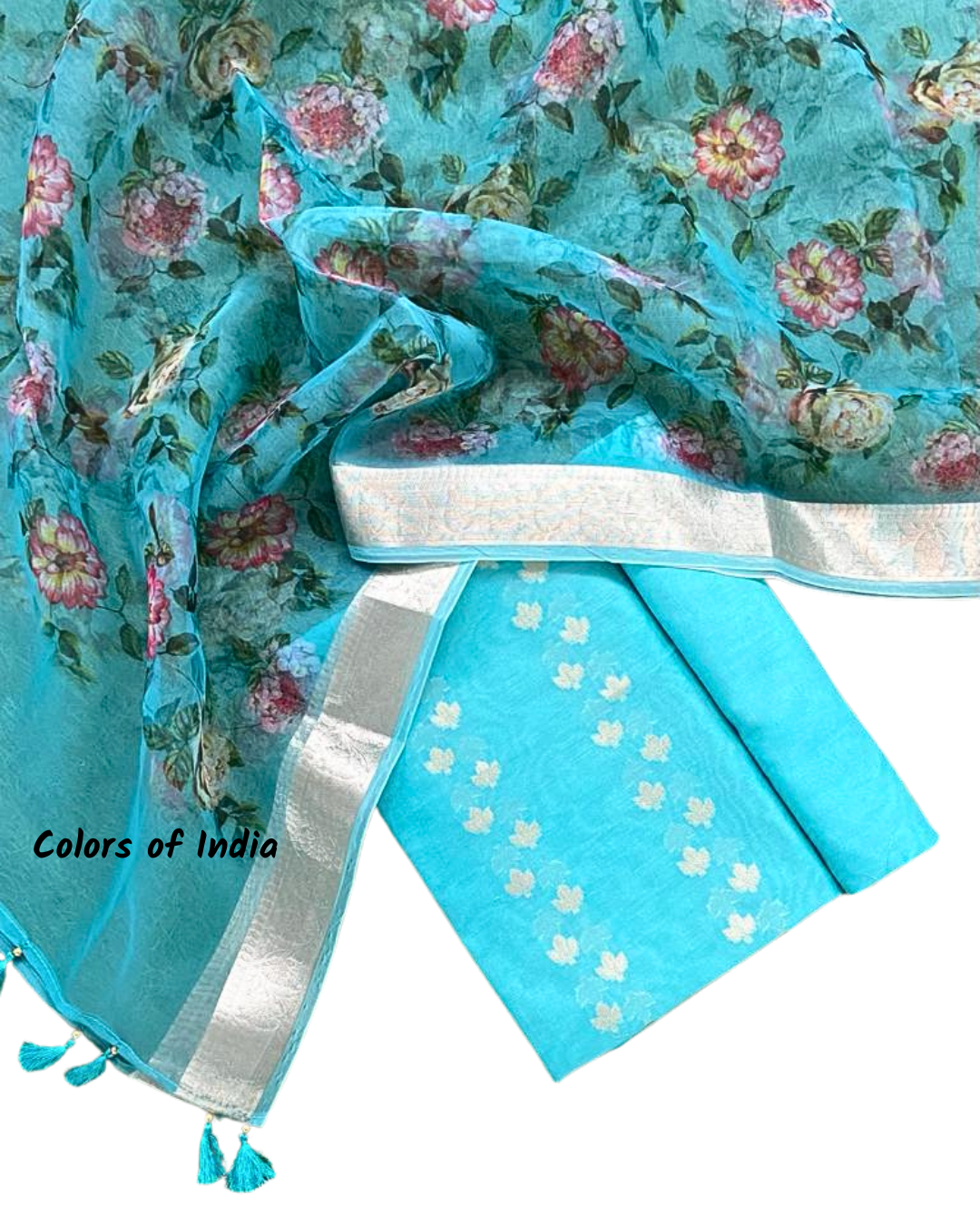 Chanderi Cotton Unstitched Salwar Suit | Party Wear Salwar Suit