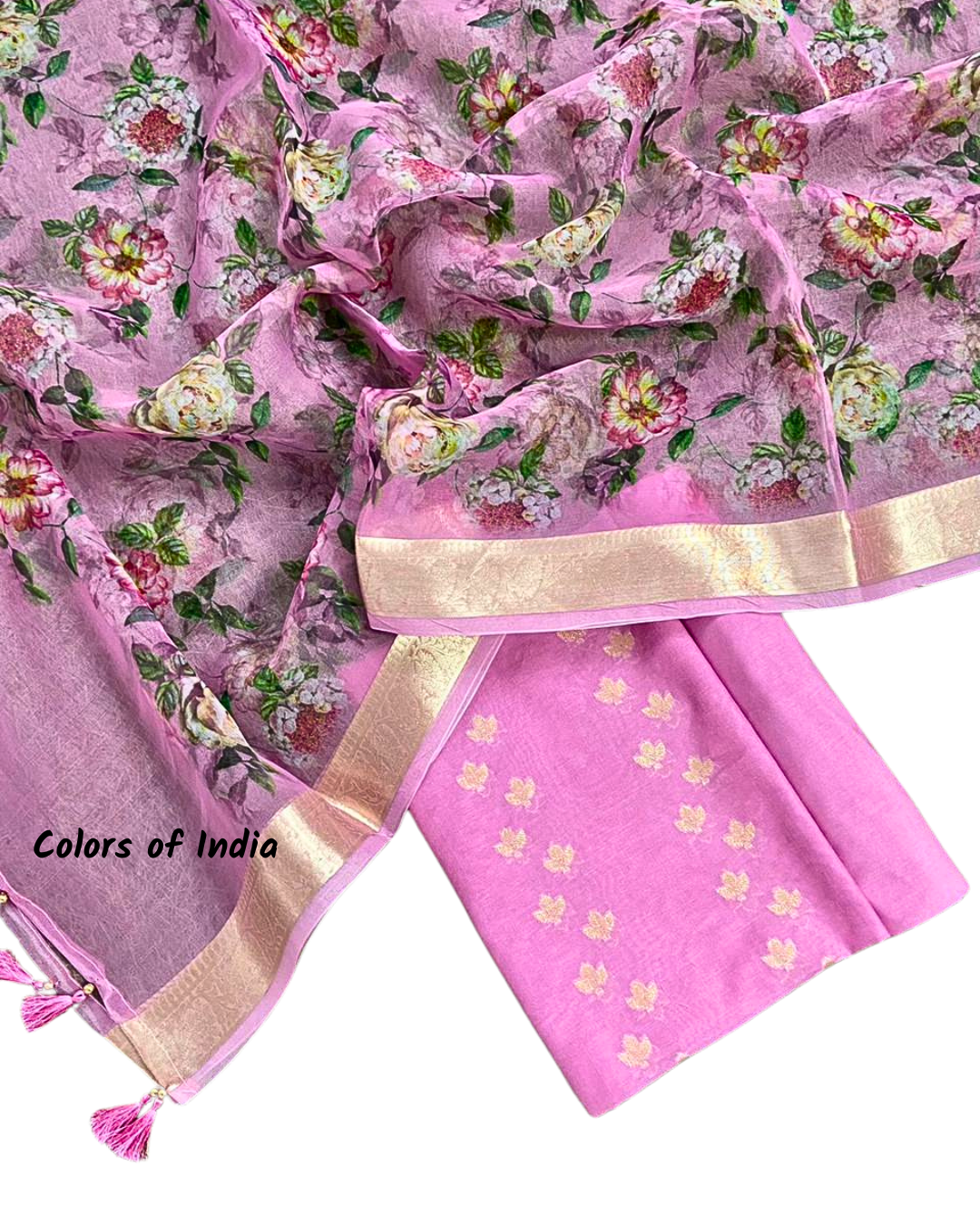 Chanderi Cotton Unstitched Salwar Suit | Party Wear Salwar Suit