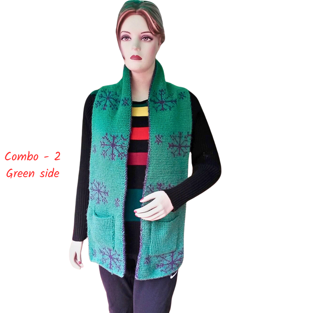 Handknitted Reversible Woollen Scarf / Stole