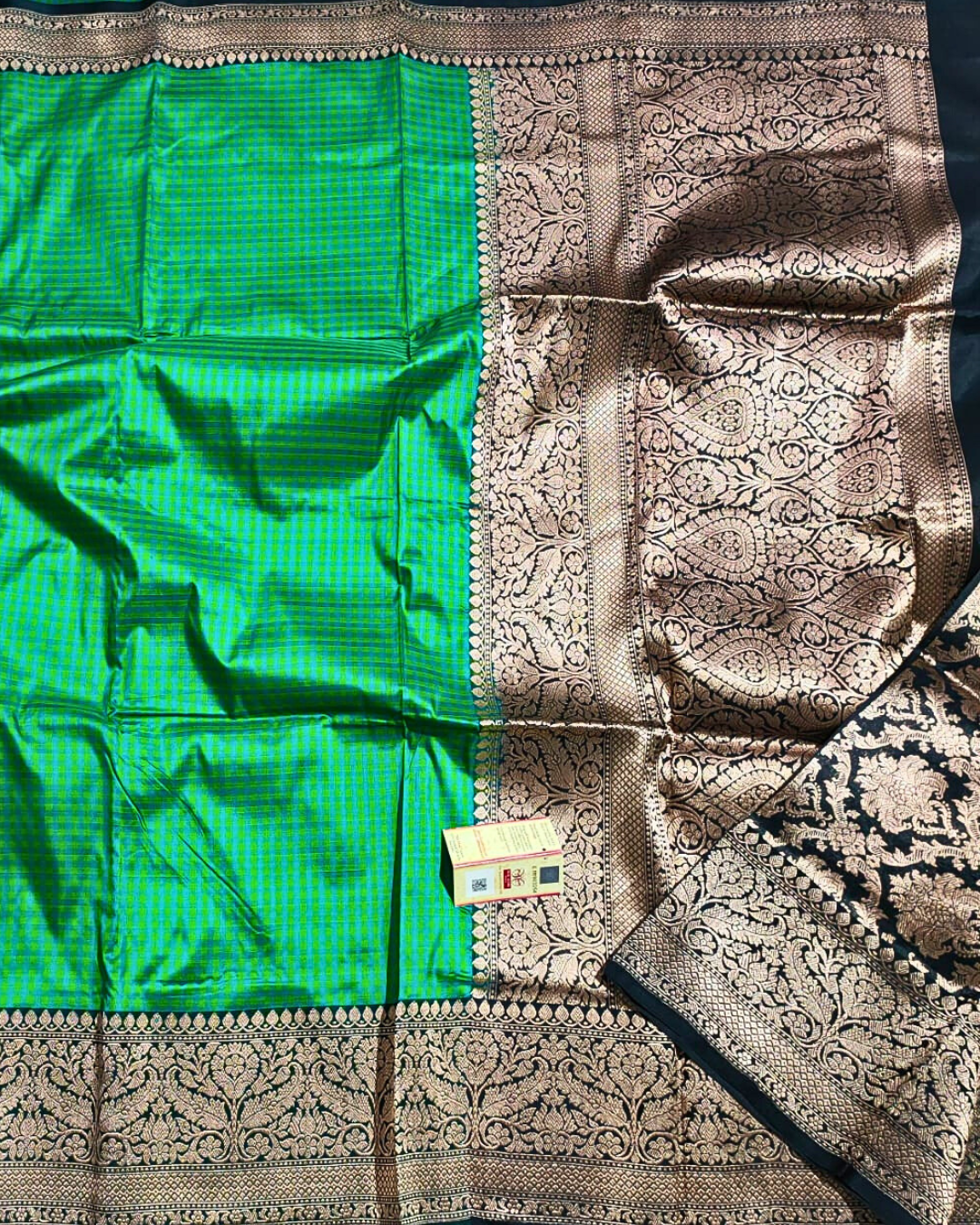 Banarasi 100 % pure silk check saree with zari border