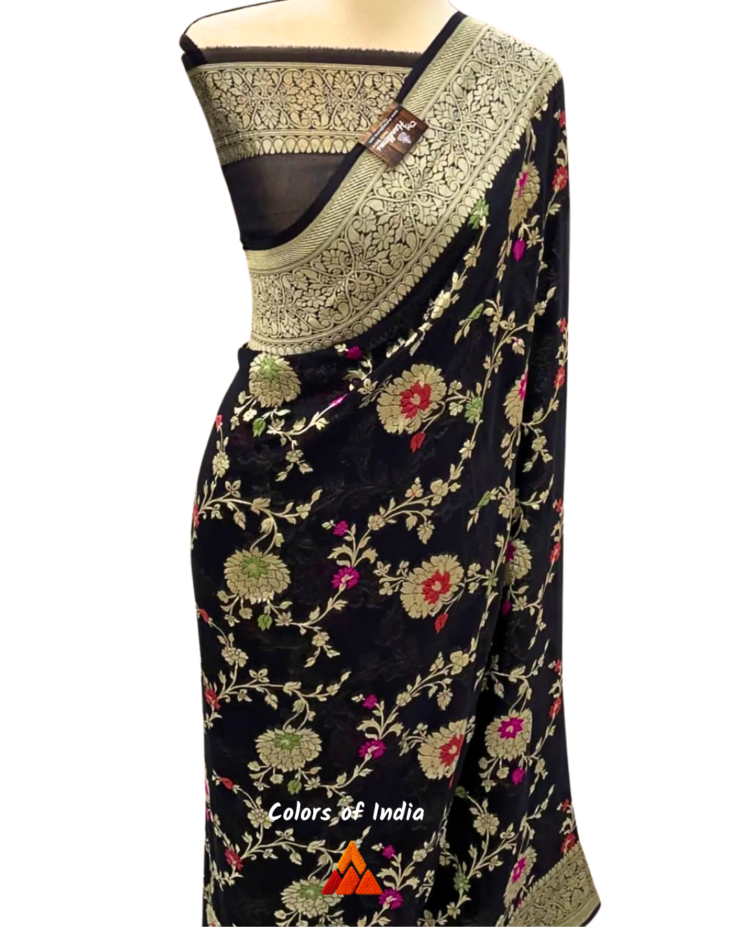 Banarasi zari booti party wear semi georgette saree
