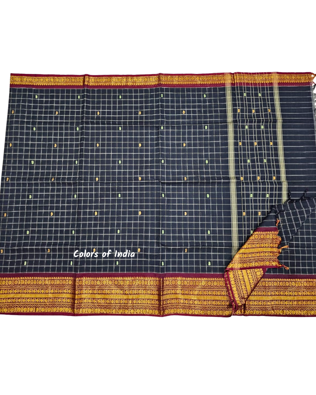 kanchi check saree with border , Cotton sarees for women , Summer saree , Kanchi saree
